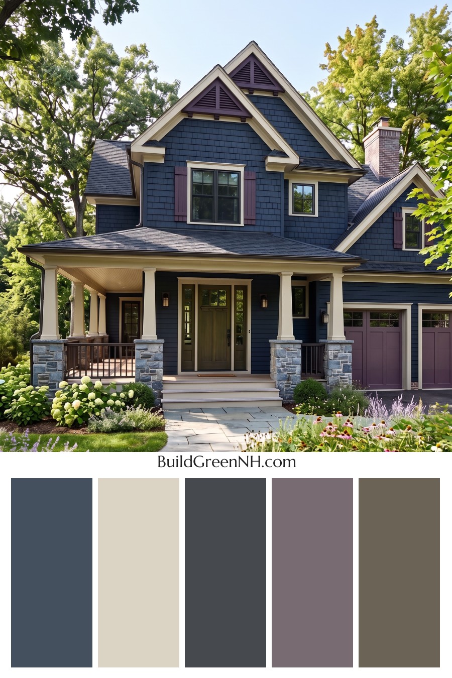 Dark Navy Blue House Exterior Color Scheme: Velvet Harbor