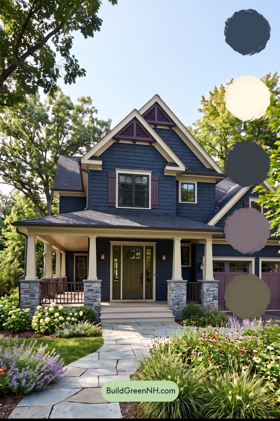 Dark Navy Blue House Exterior Color Scheme: Velvet Harbor