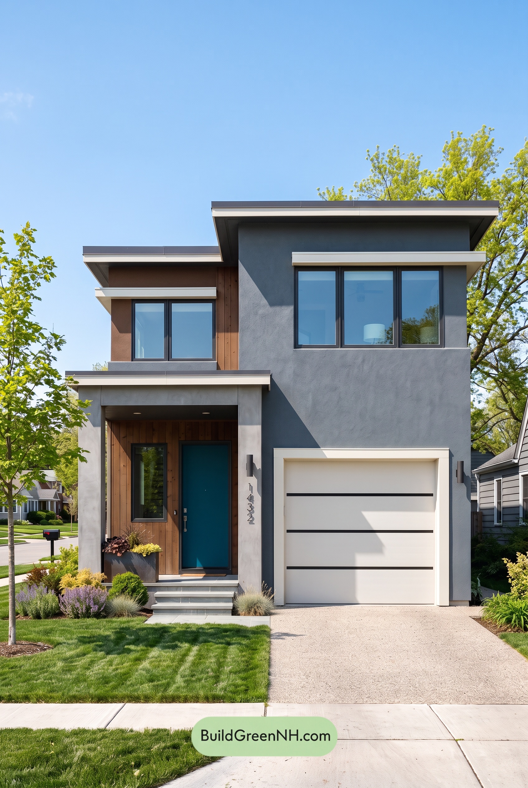 Dark Stucco House Exterior Color Scheme: Ash Blue Resolve