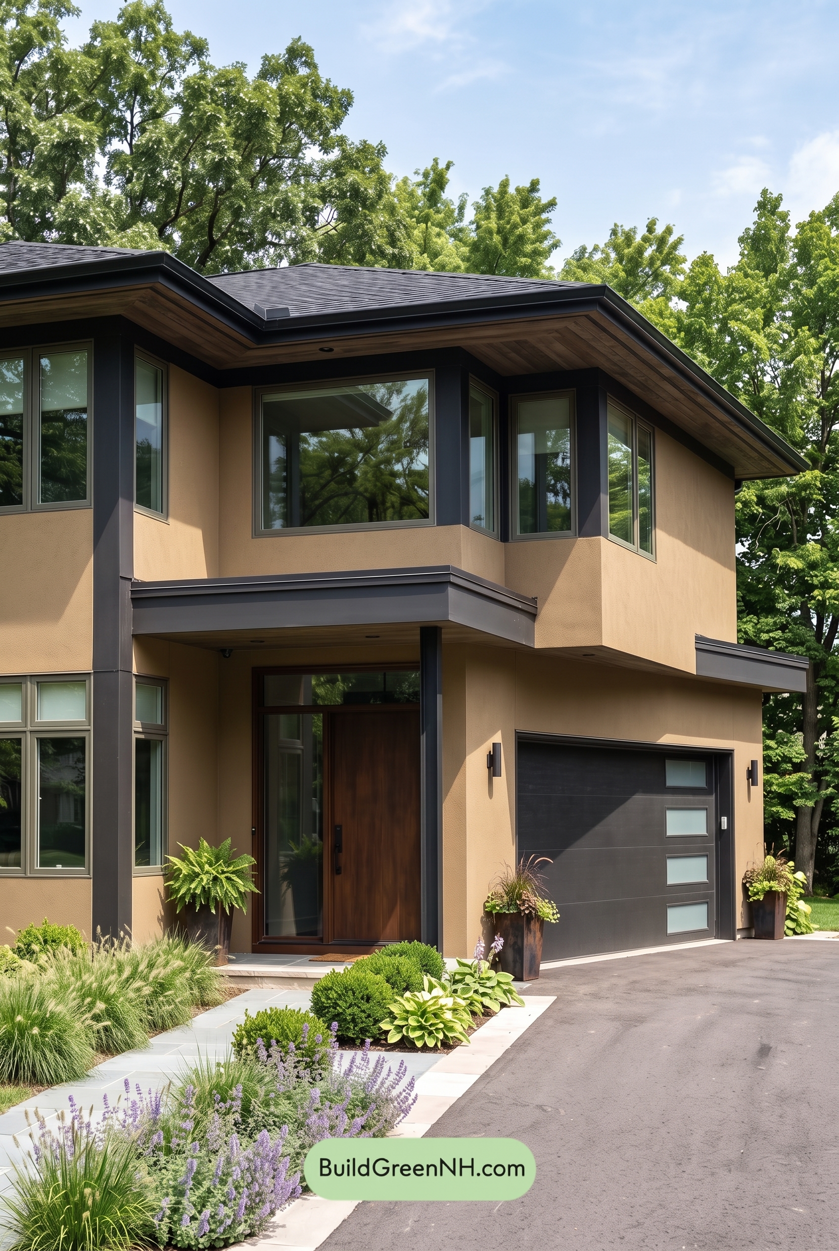 Dark Stucco House Exterior Color Scheme: Caramel Eclipse