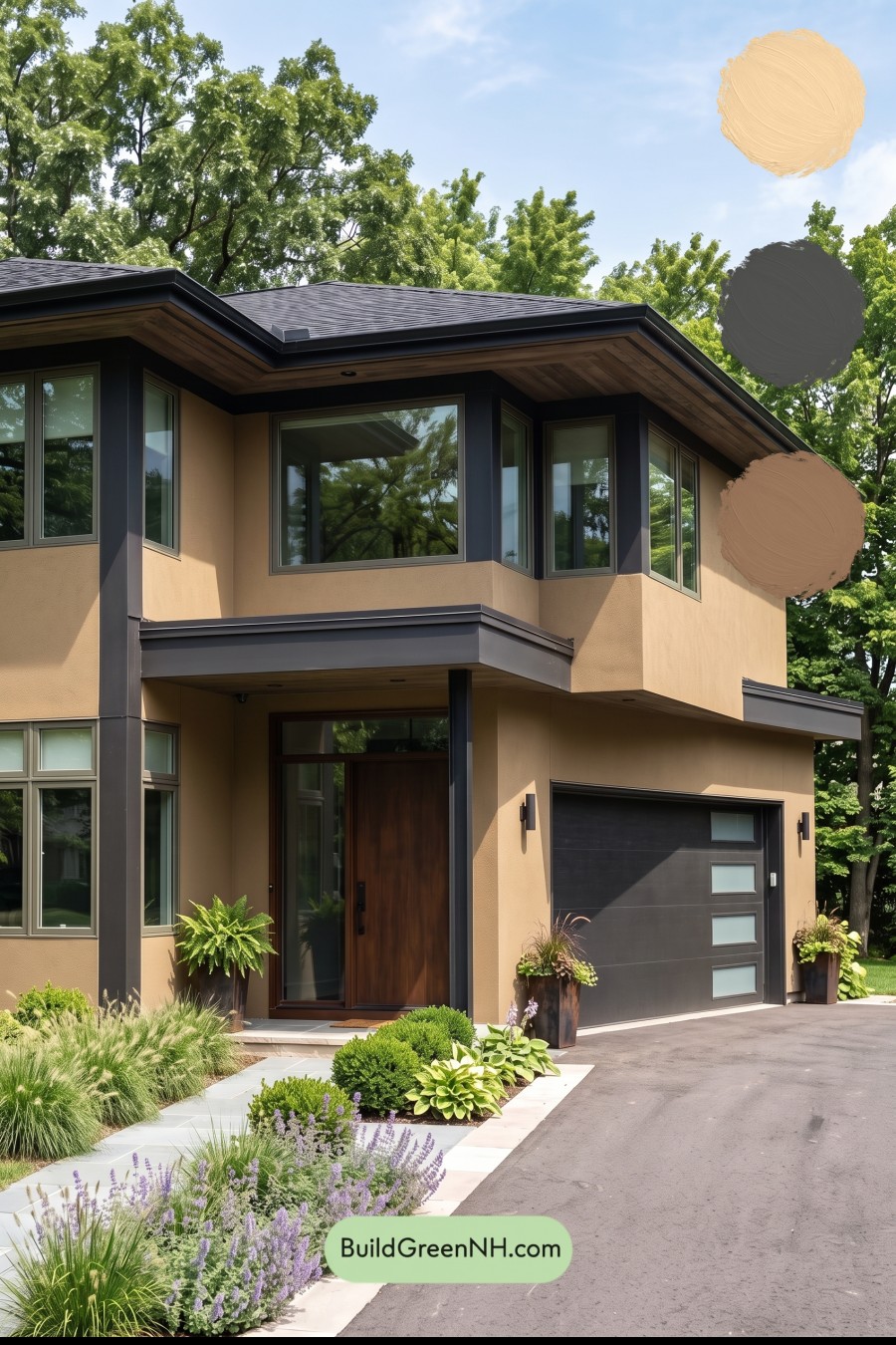Dark Stucco House Exterior Color Scheme: Caramel Eclipse
