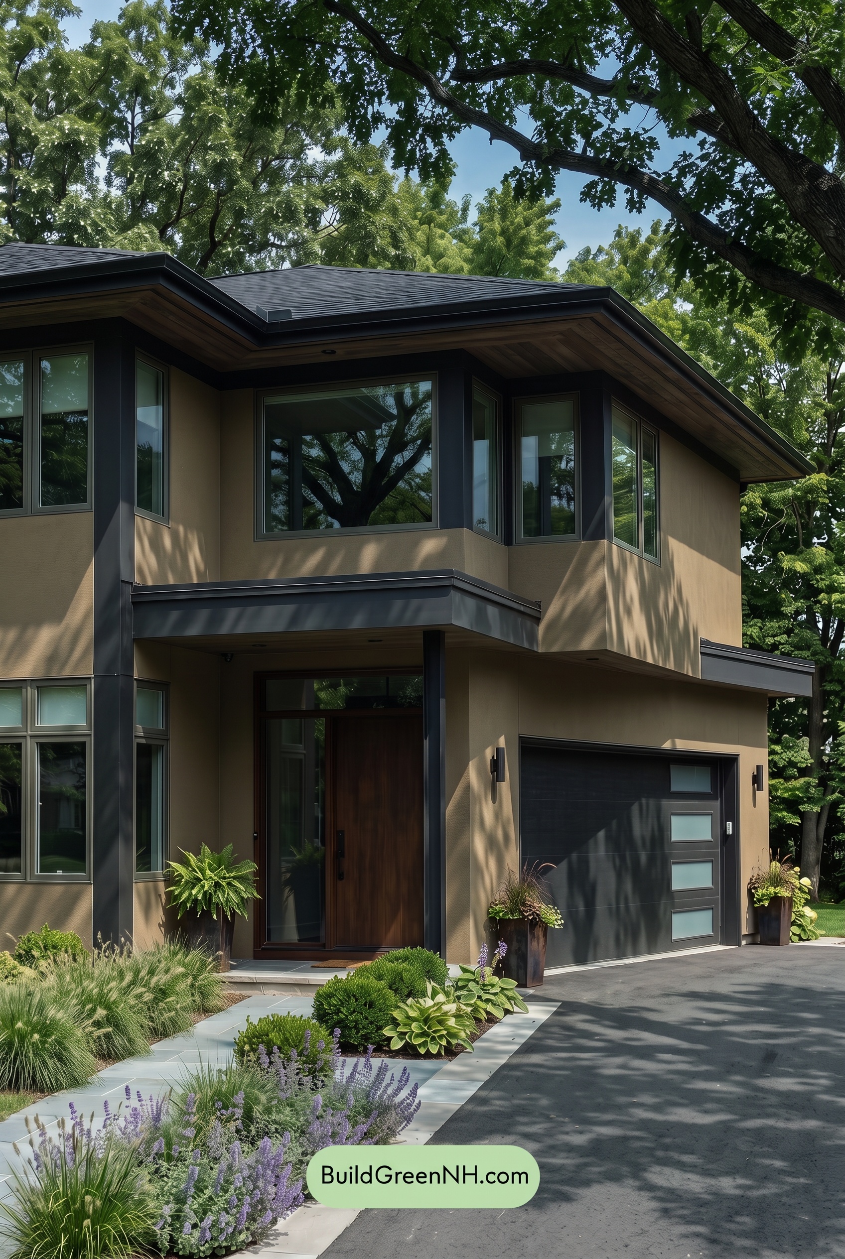 Dark Stucco House Exterior Color Scheme: Caramel Eclipse - Shade