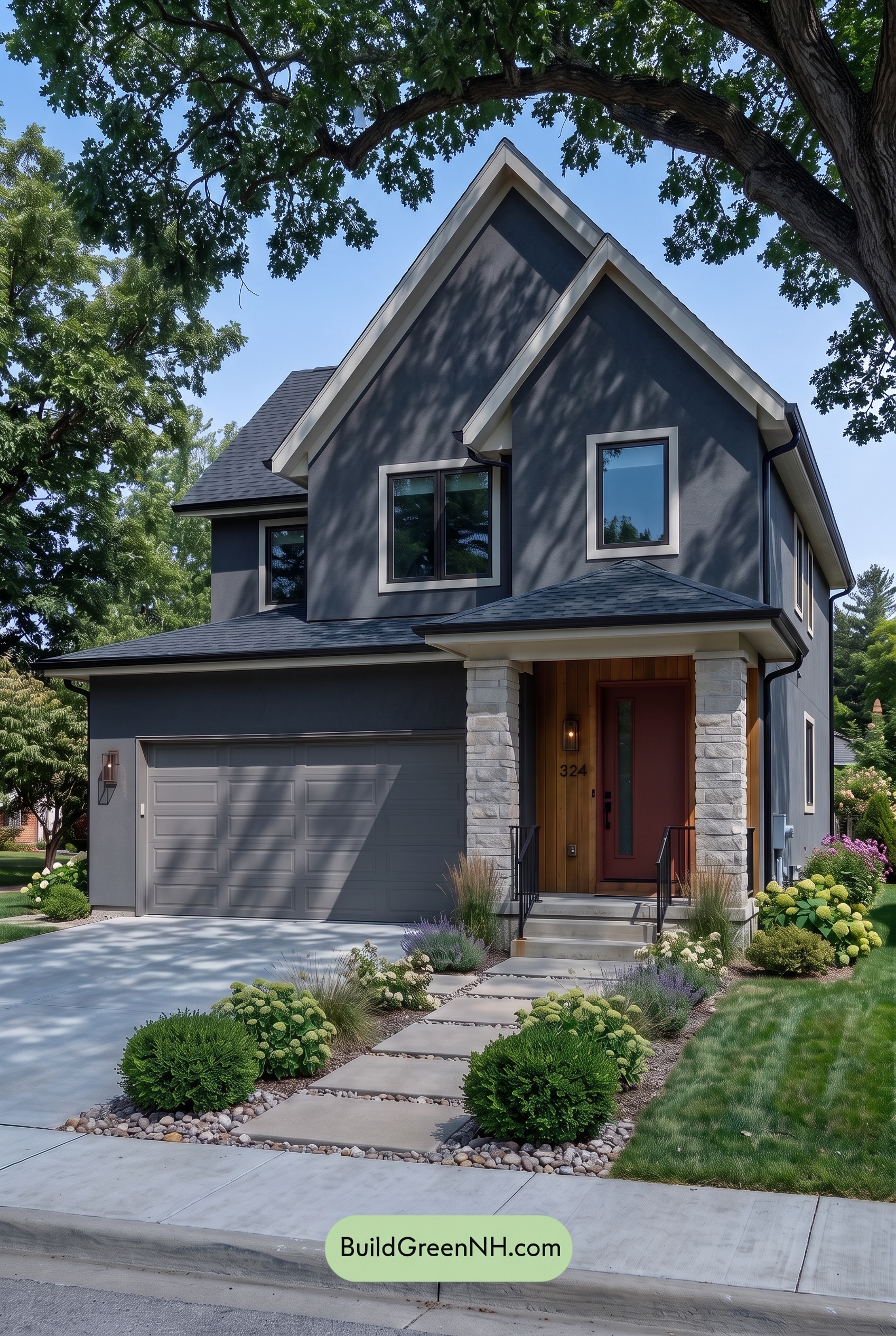 Dark Stucco House Exterior Color Scheme: Coal Apricot Haven - Shade