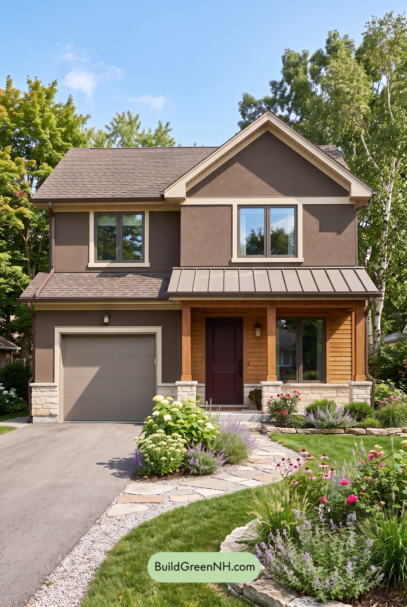 Dark Stucco House Exterior Color Scheme: Cocoa Aurelia