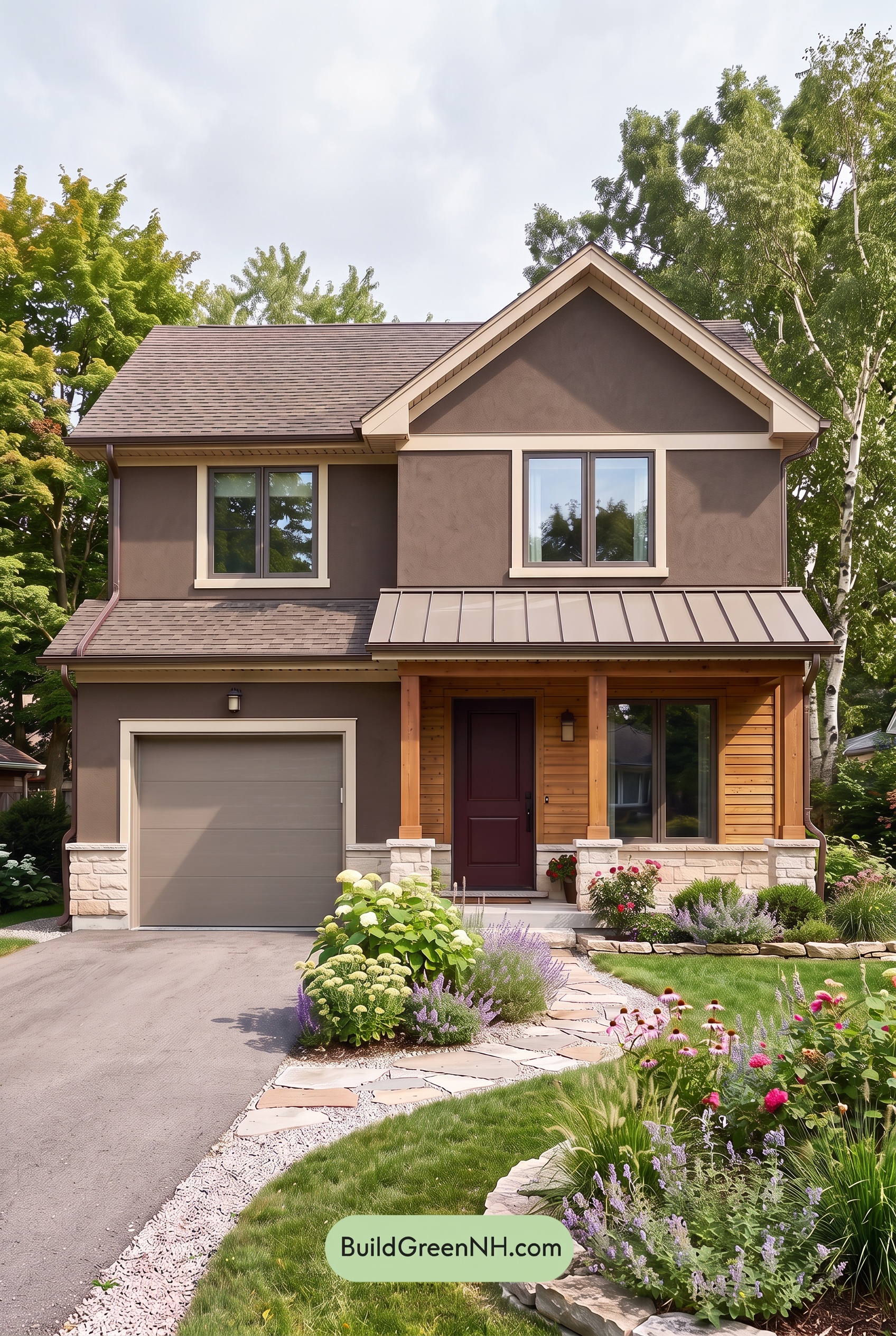 Dark Stucco House Exterior Color Scheme: Cocoa Aurelia - Overcast