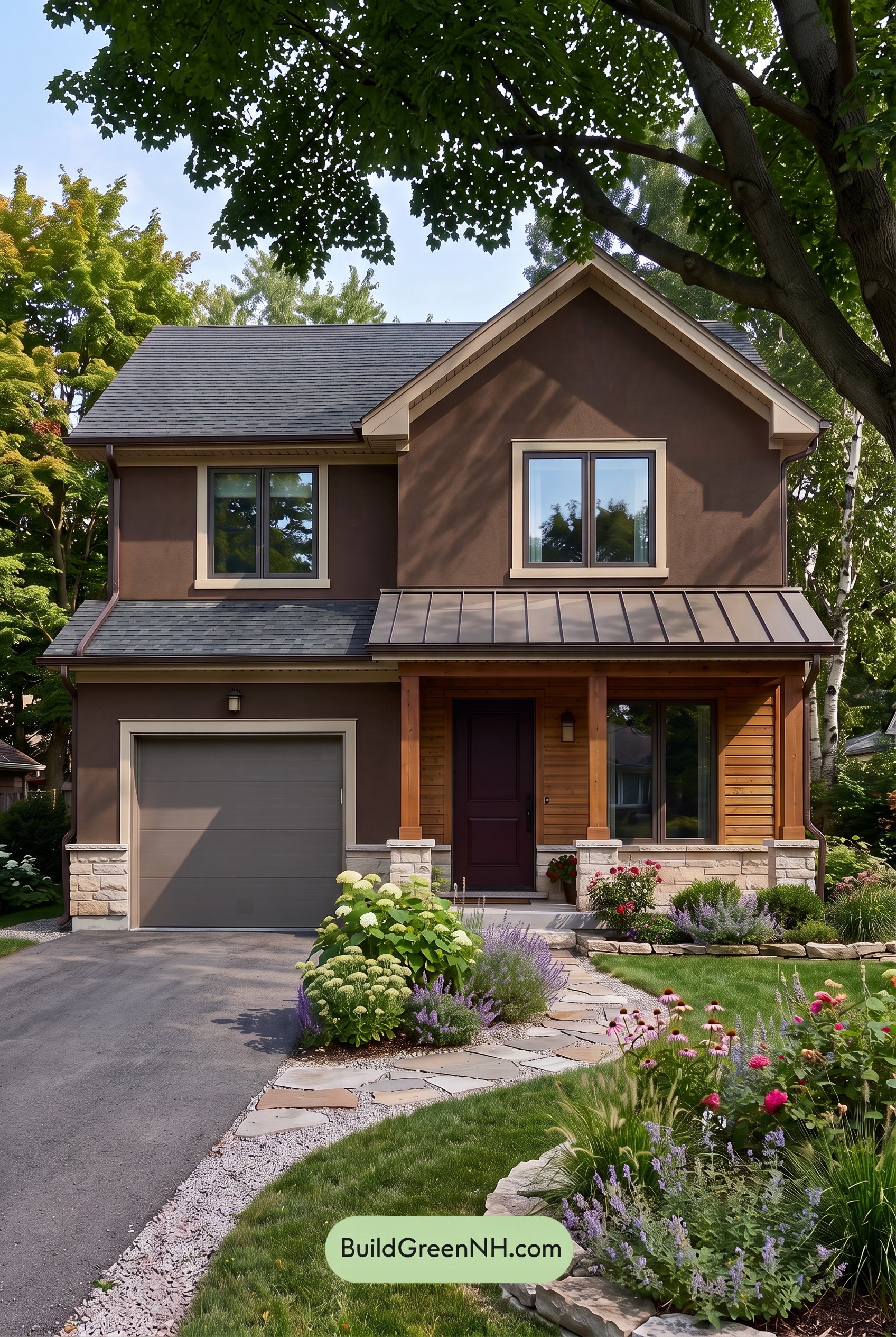 Dark Stucco House Exterior Color Scheme: Cocoa Aurelia - Shade