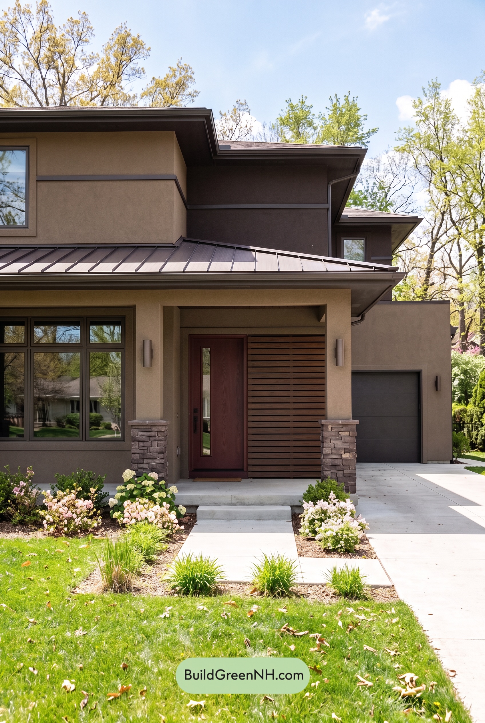 Dark Stucco House Exterior Color Scheme: Dune Velvet