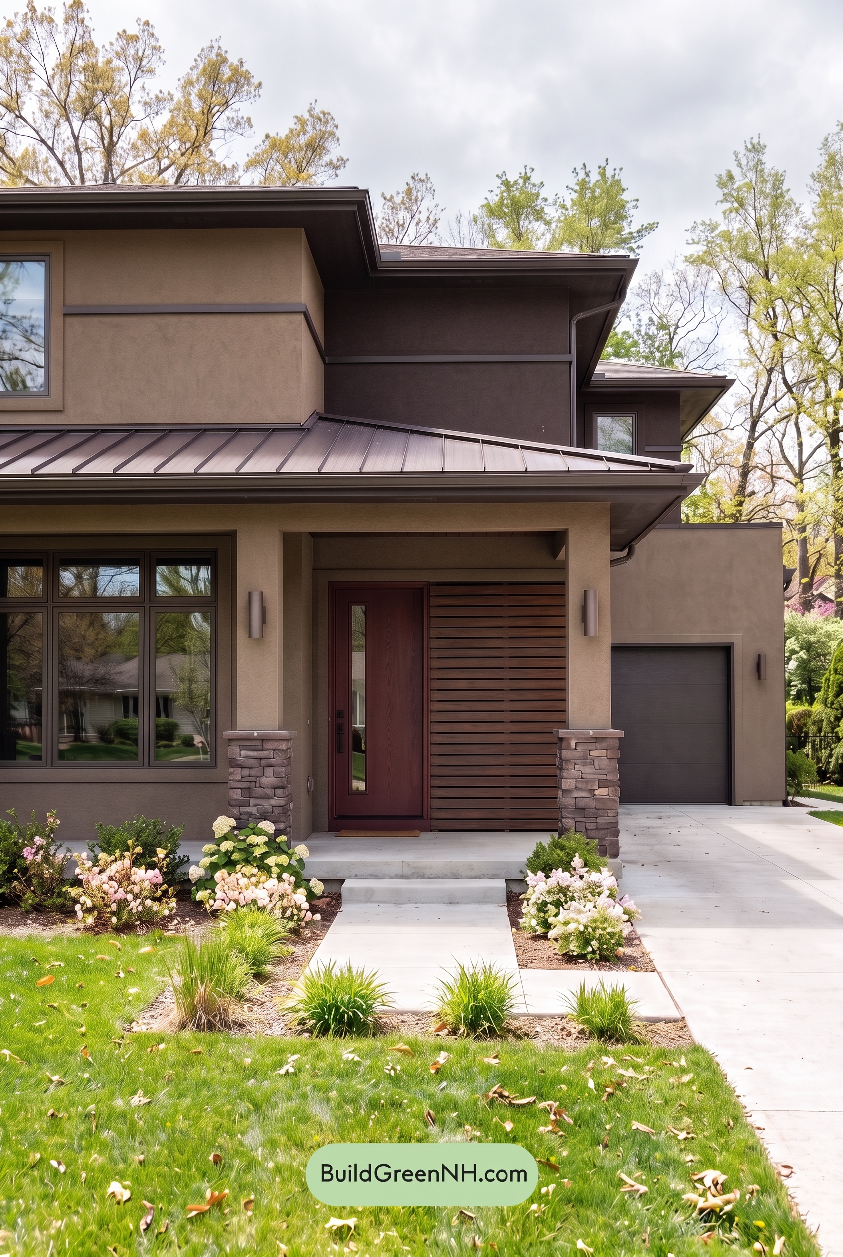 Dark Stucco House Exterior Color Scheme: Dune Velvet - Overcast