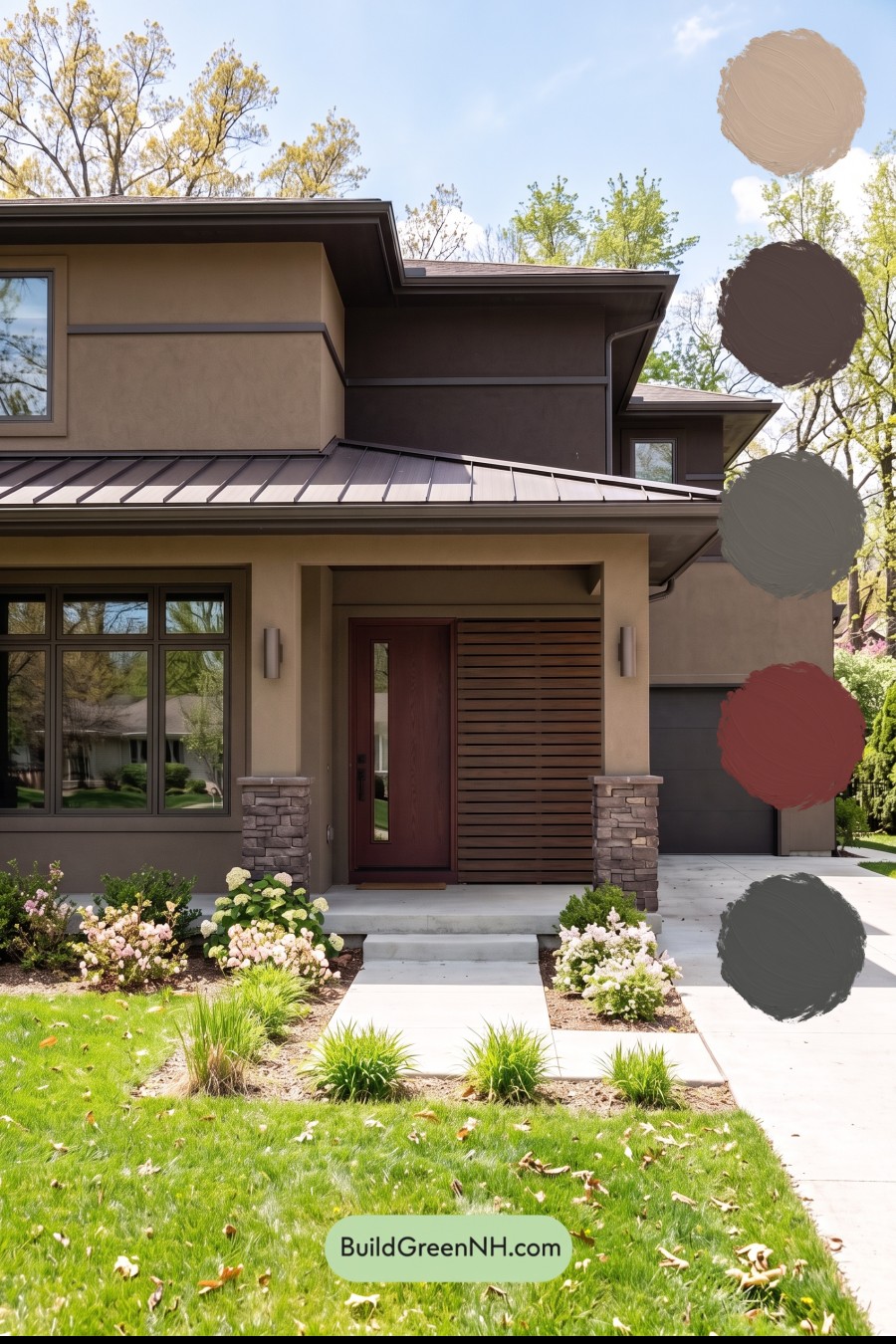 Dark Stucco House Exterior Color Scheme: Dune Velvet