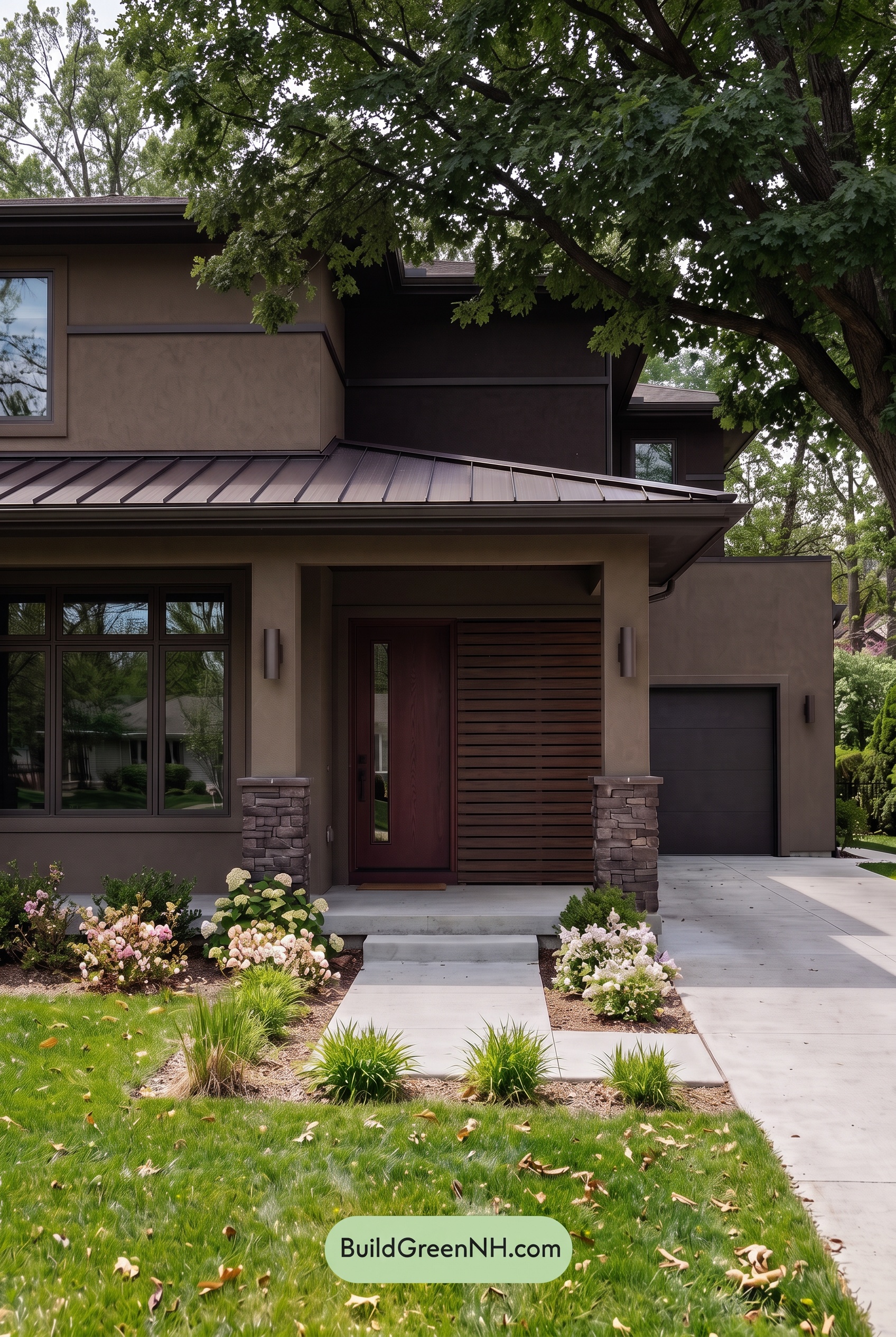 Dark Stucco House Exterior Color Scheme: Dune Velvet - Shade