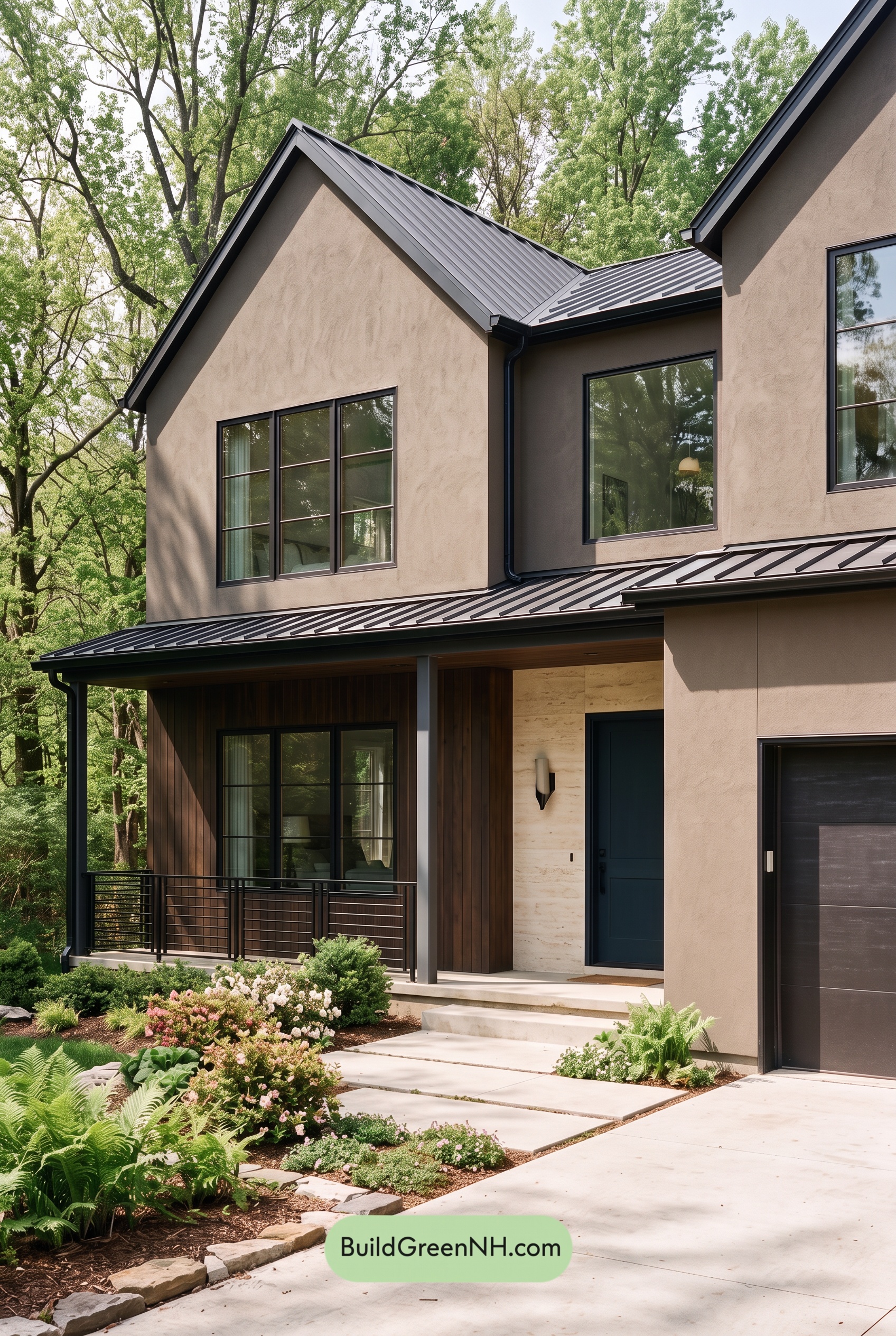 Dark Stucco House Exterior Color Scheme: Fawn Obsidian
