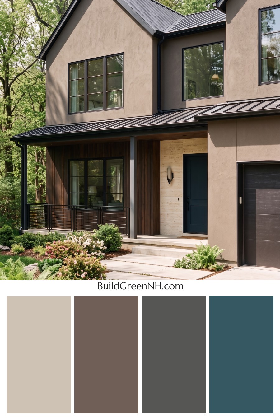 Dark Stucco House Exterior Color Scheme: Fawn Obsidian