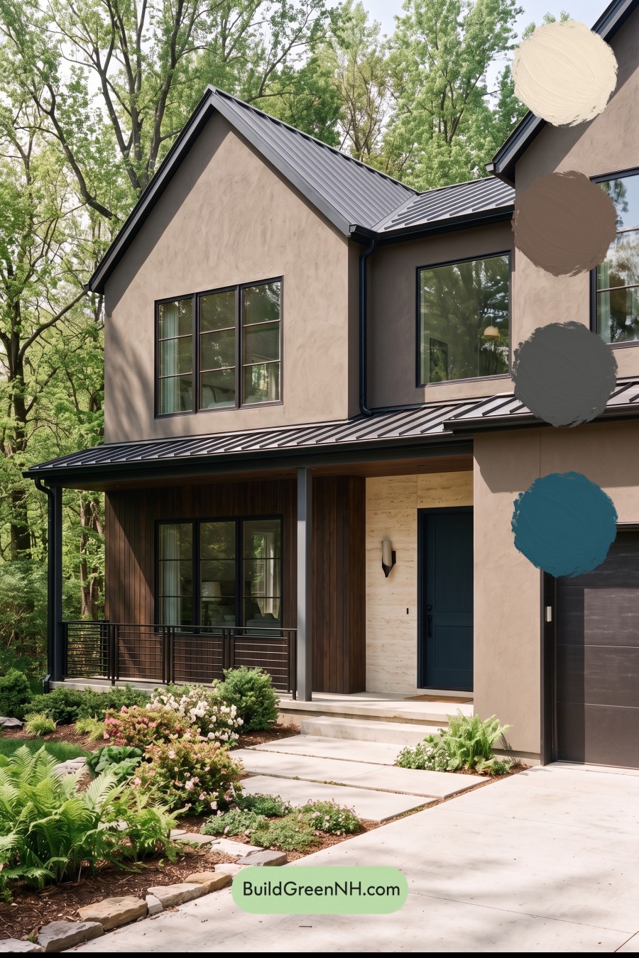 Dark Stucco House Exterior Color Scheme: Fawn Obsidian