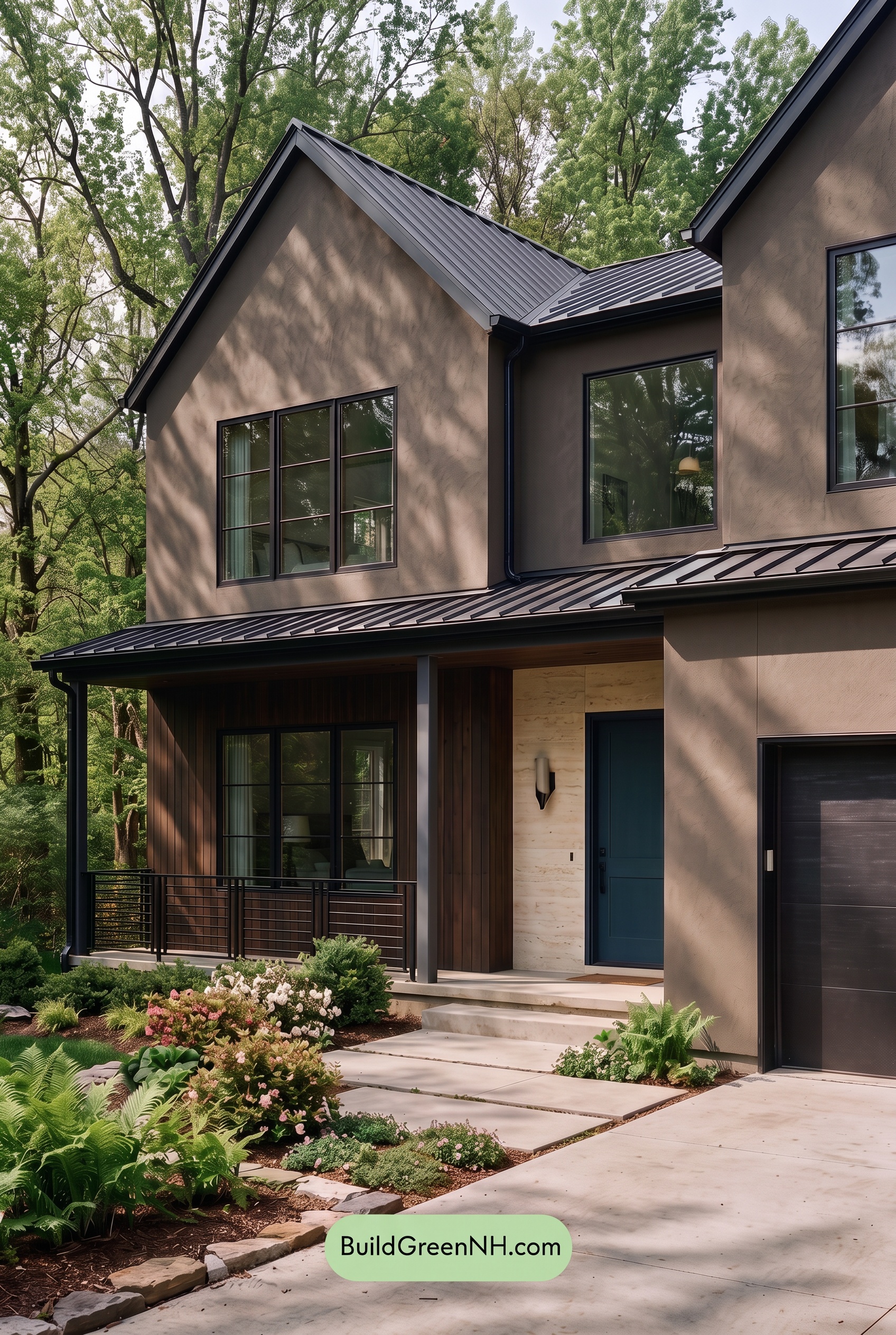 Dark Stucco House Exterior Color Scheme: Fawn Obsidian - Shade