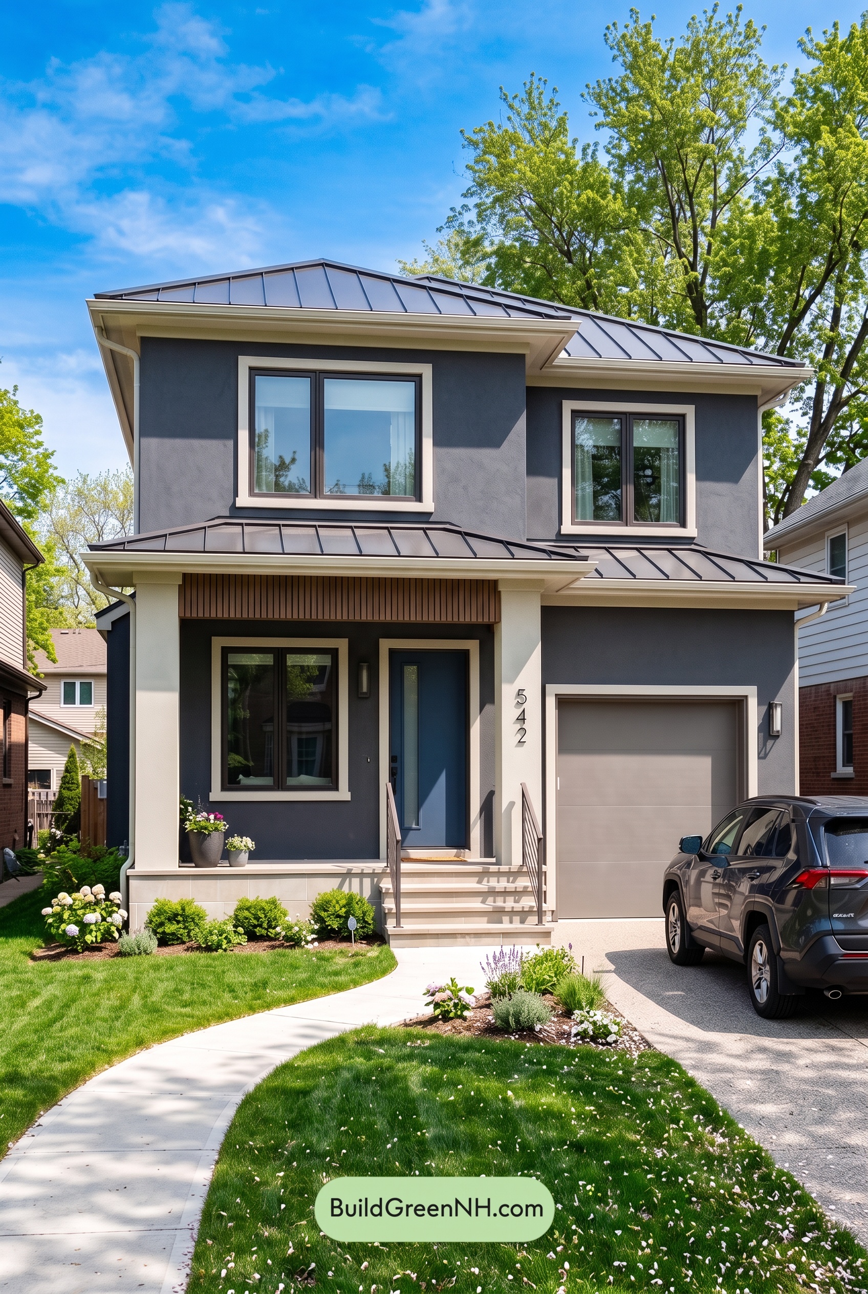 Dark Stucco House Exterior Color Scheme: Graphite Linen Poise