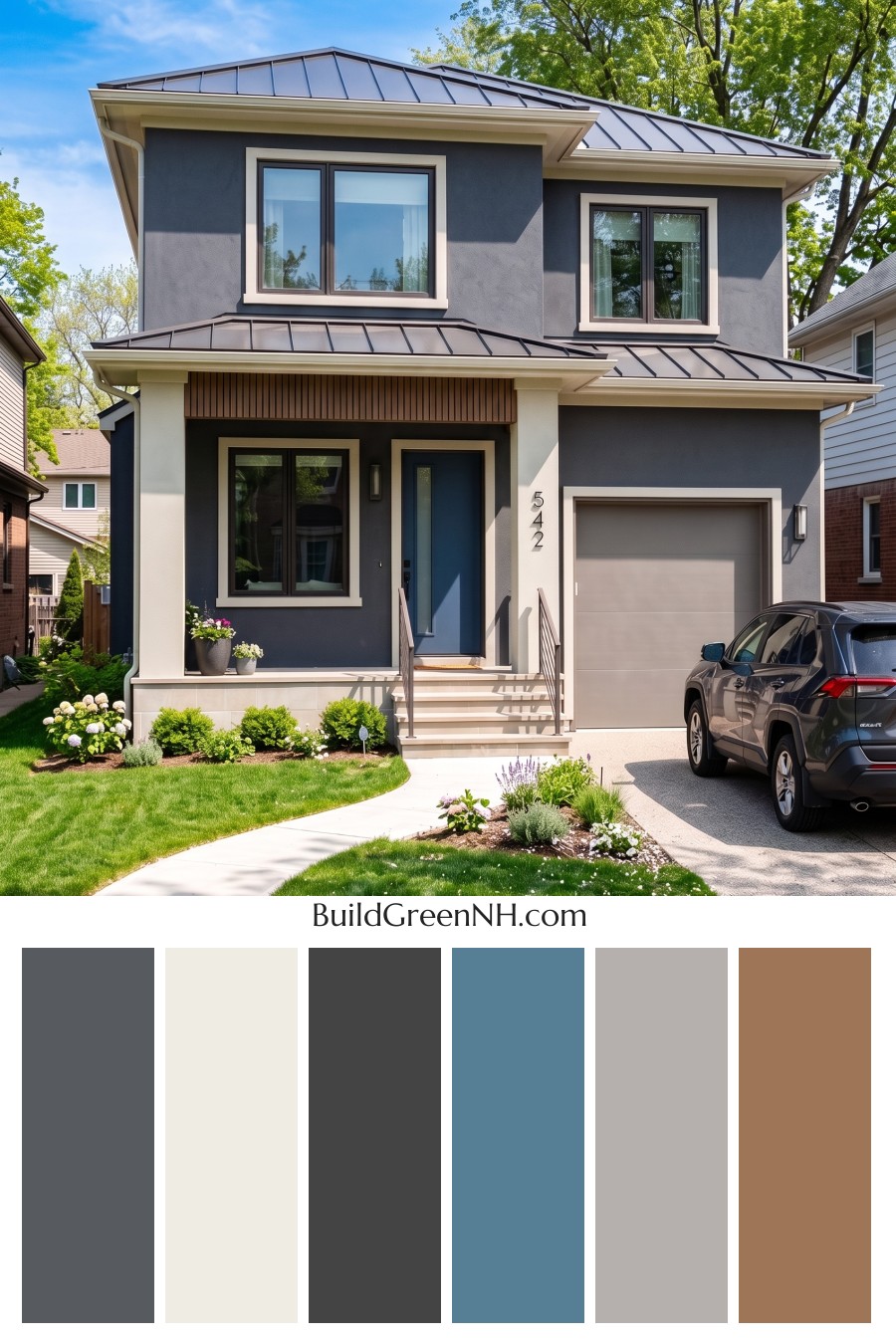 Dark Stucco House Exterior Color Scheme: Graphite Linen Poise