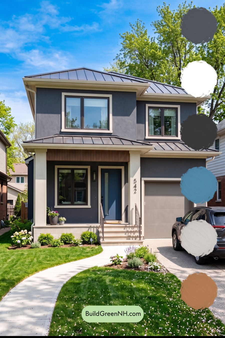 Dark Stucco House Exterior Color Scheme: Graphite Linen Poise