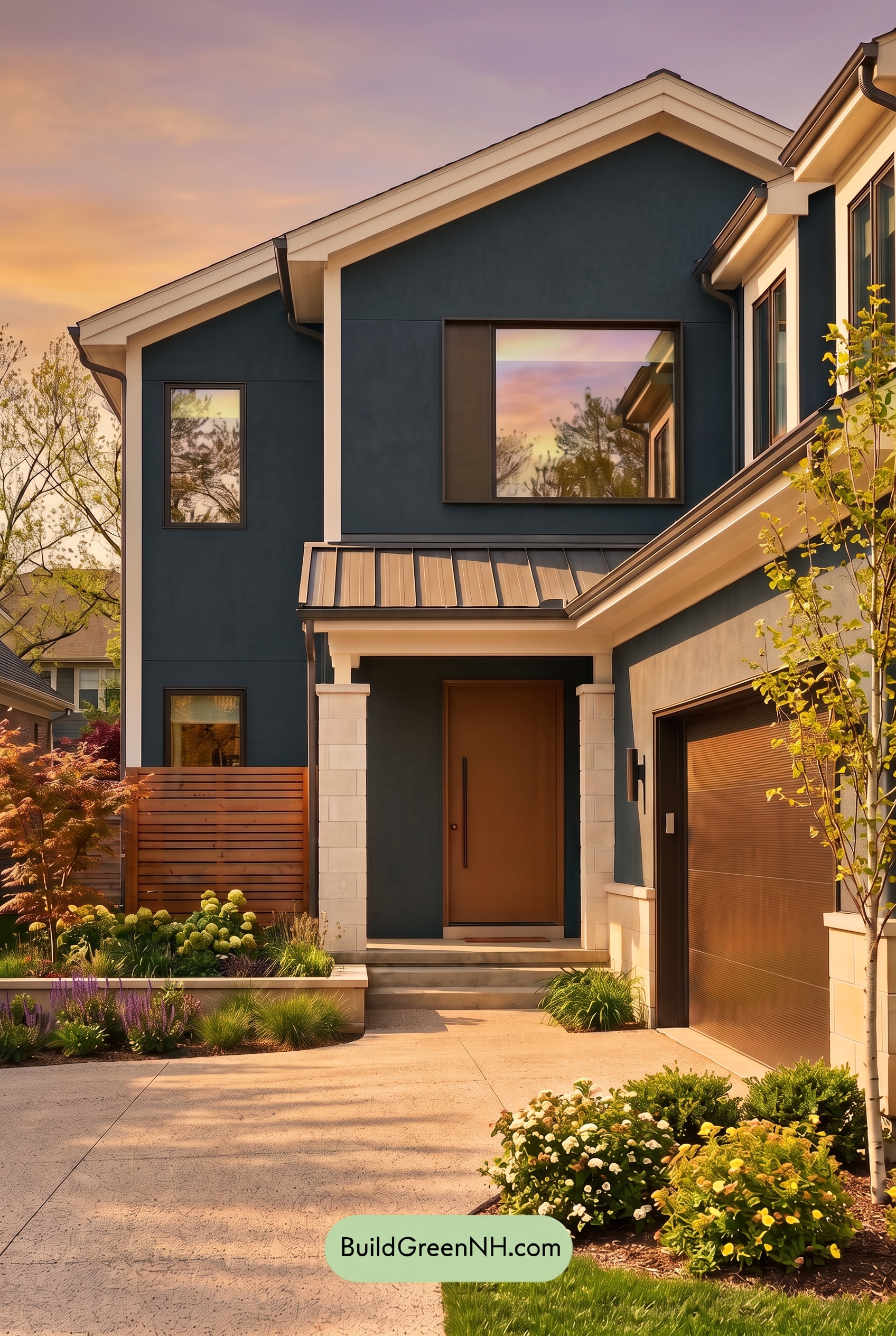 Dark Stucco House Exterior Color Scheme: Harbor Brass Reverie - Golden Hour