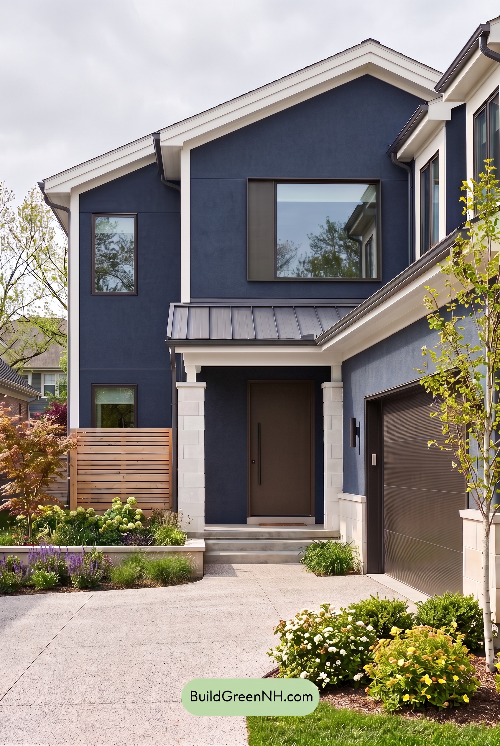 Dark Stucco House Exterior Color Scheme: Harbor Brass Reverie - Overcast