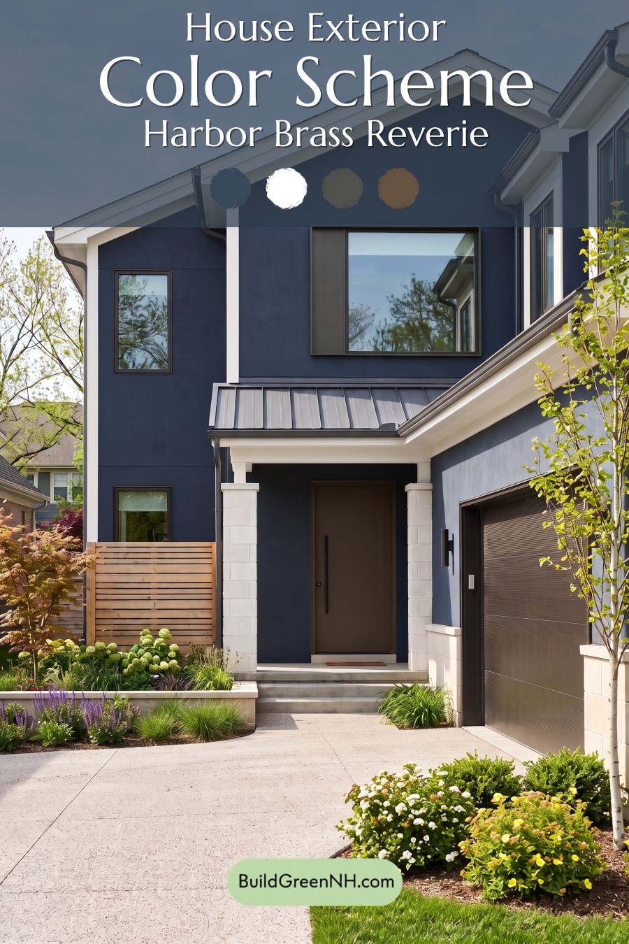 Dark Stucco House Exterior Color Scheme: Harbor Brass Reverie