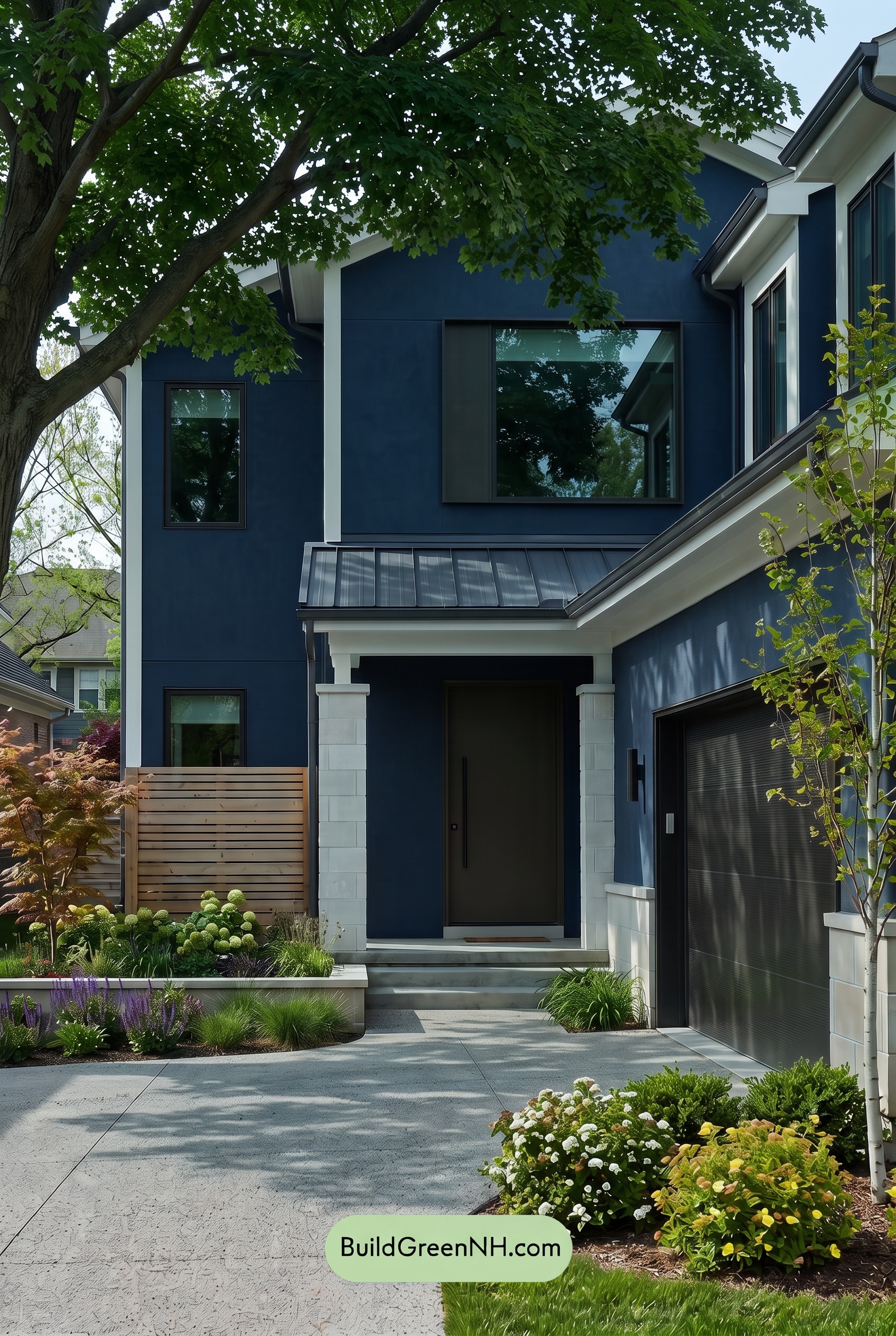 Dark Stucco House Exterior Color Scheme: Harbor Brass Reverie - Shade