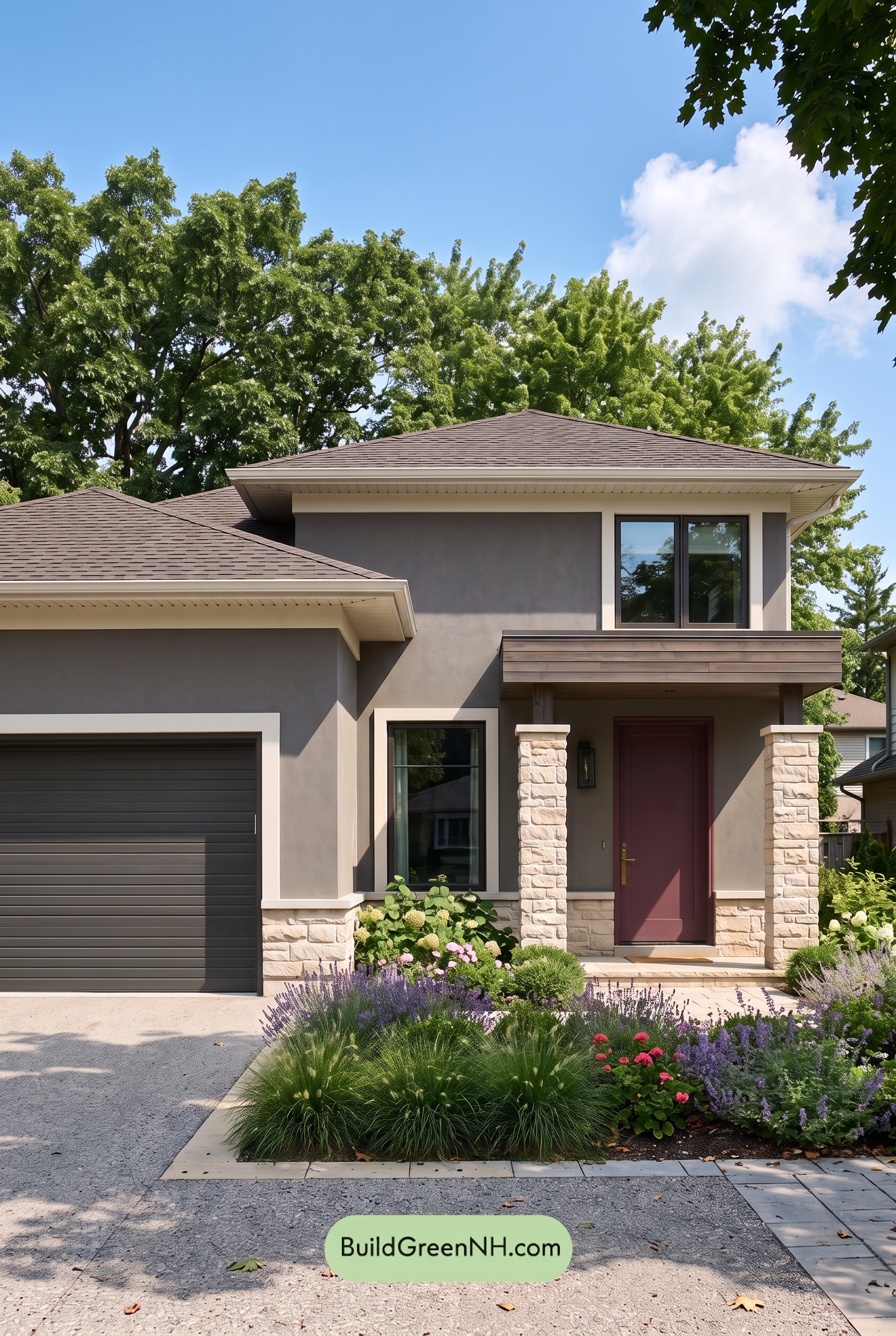 Dark Stucco House Exterior Color Scheme: Iron Plum Stillness