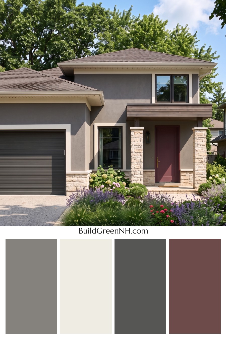 Dark Stucco House Exterior Color Scheme: Iron Plum Stillness