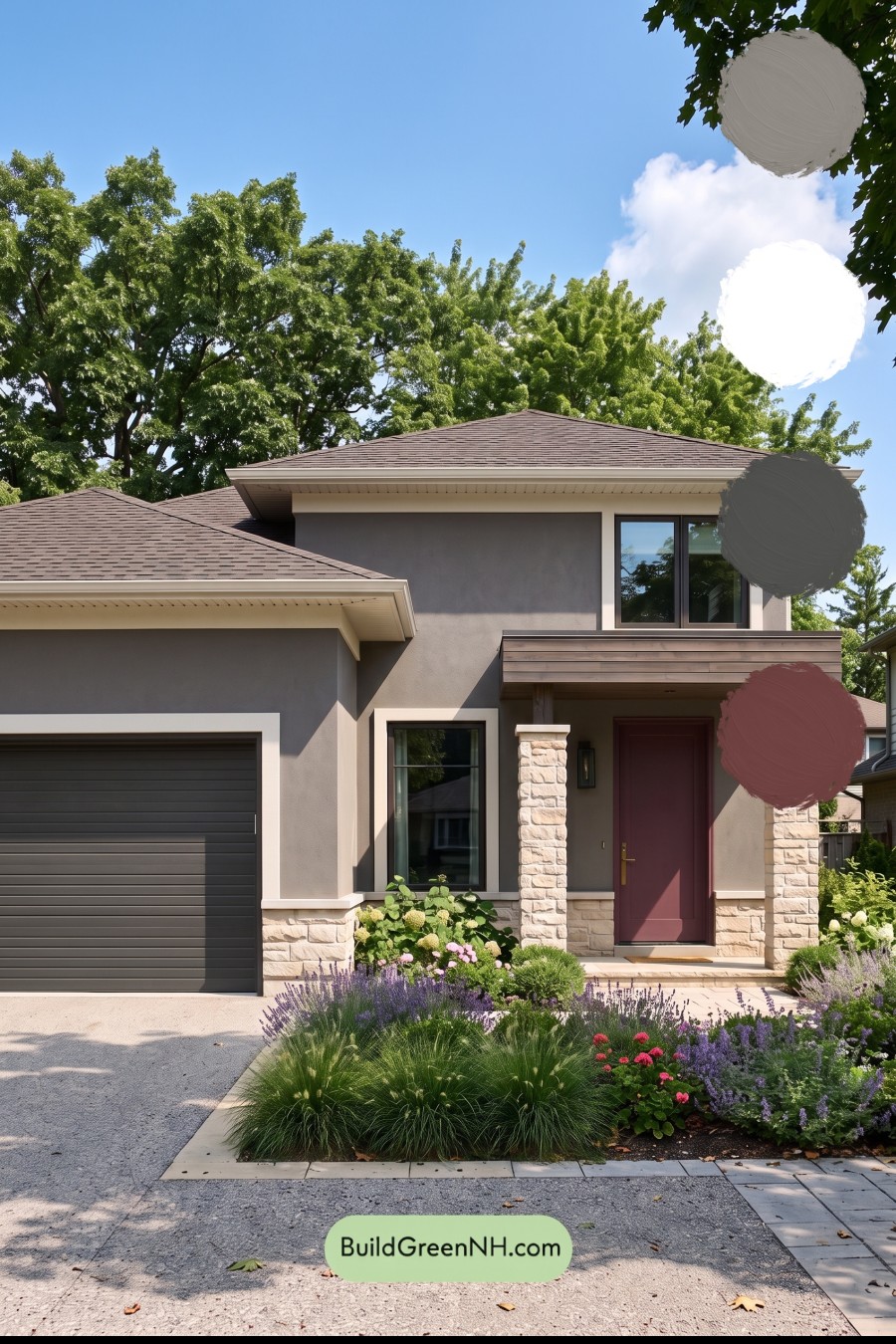 Dark Stucco House Exterior Color Scheme: Iron Plum Stillness