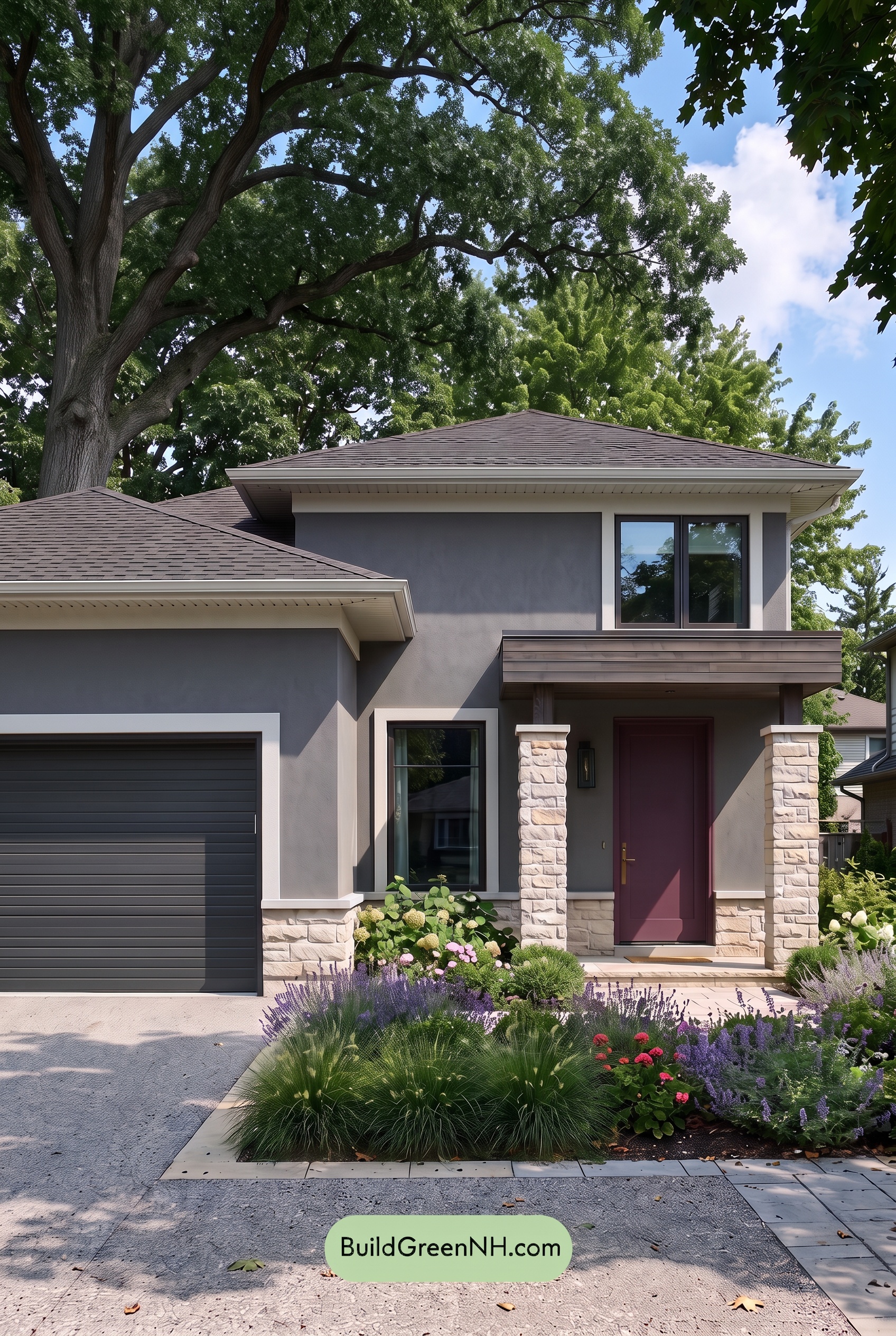Dark Stucco House Exterior Color Scheme: Iron Plum Stillness - Shade