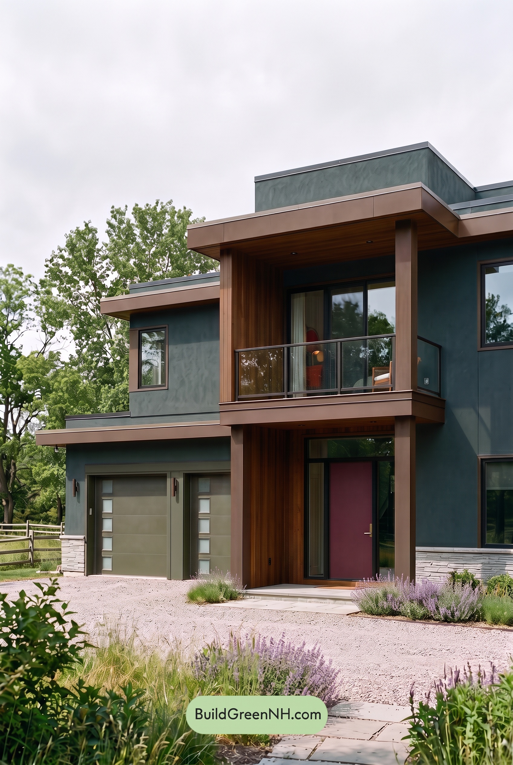Dark Stucco House Exterior Color Scheme: Juniper Alloy - Overcast