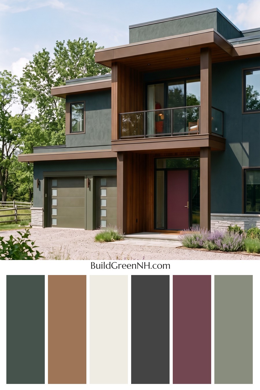 Dark Stucco House Exterior Color Scheme: Juniper Alloy