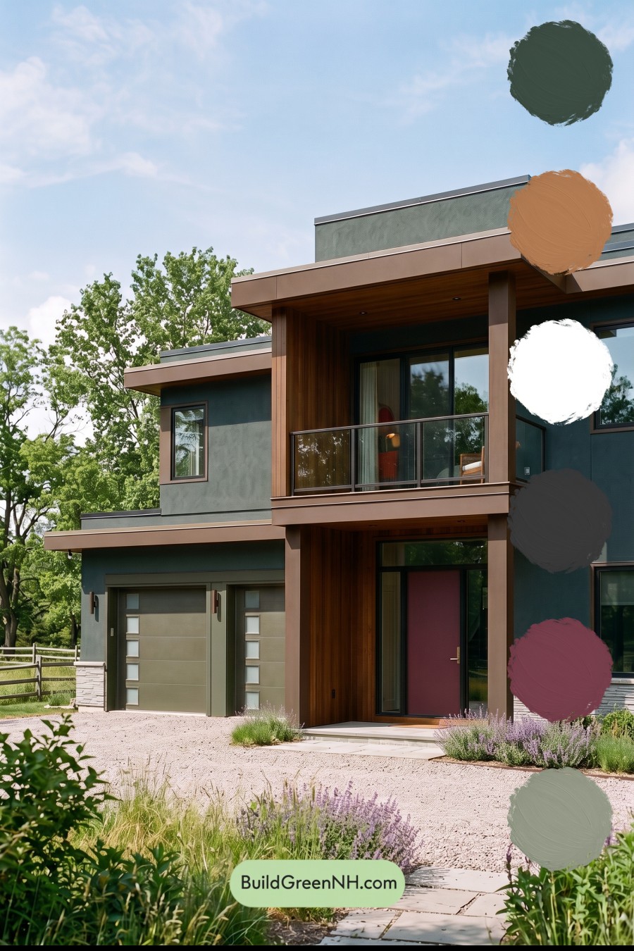 Dark Stucco House Exterior Color Scheme: Juniper Alloy