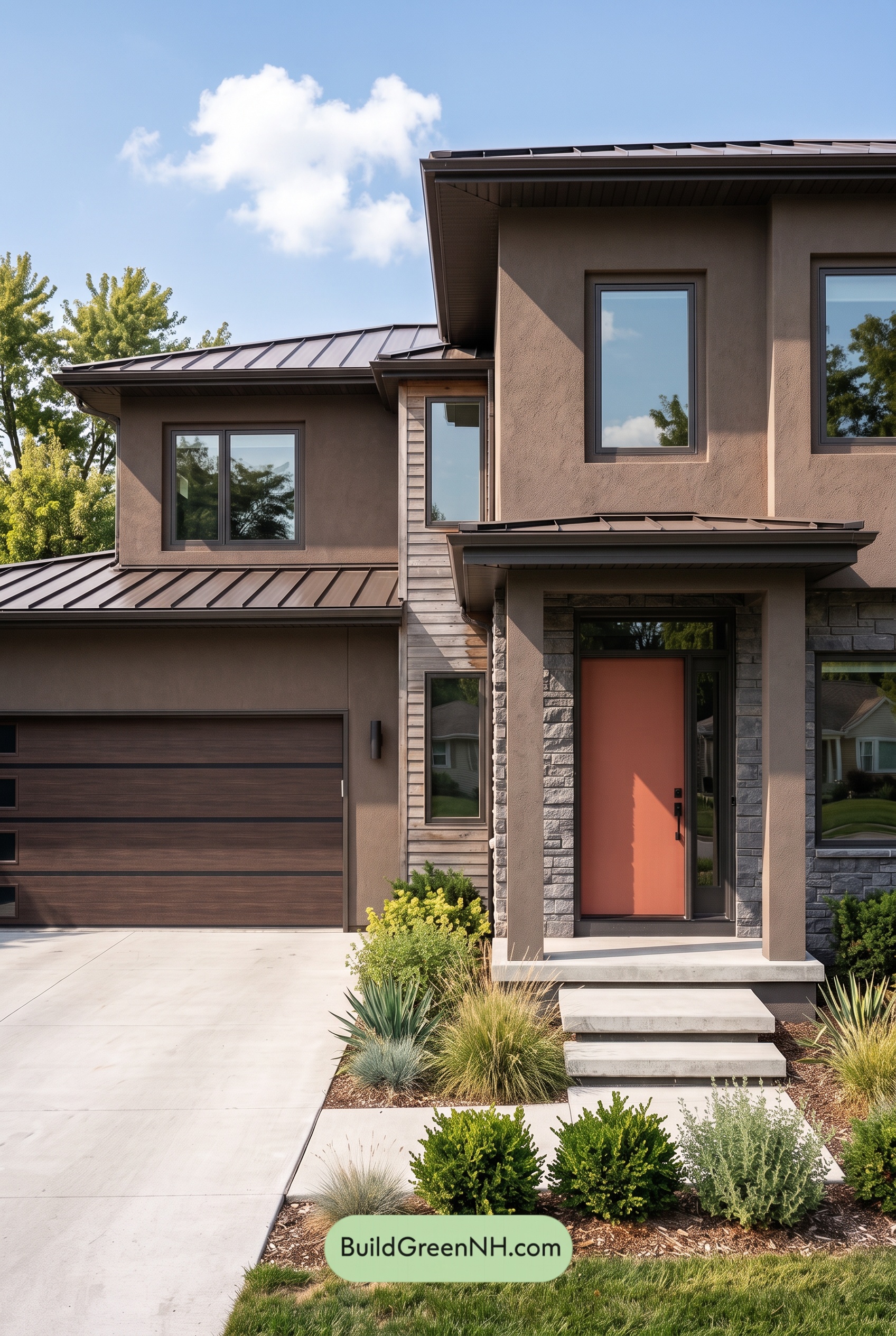 Dark Stucco House Exterior Color Scheme: Mocha Nightfall