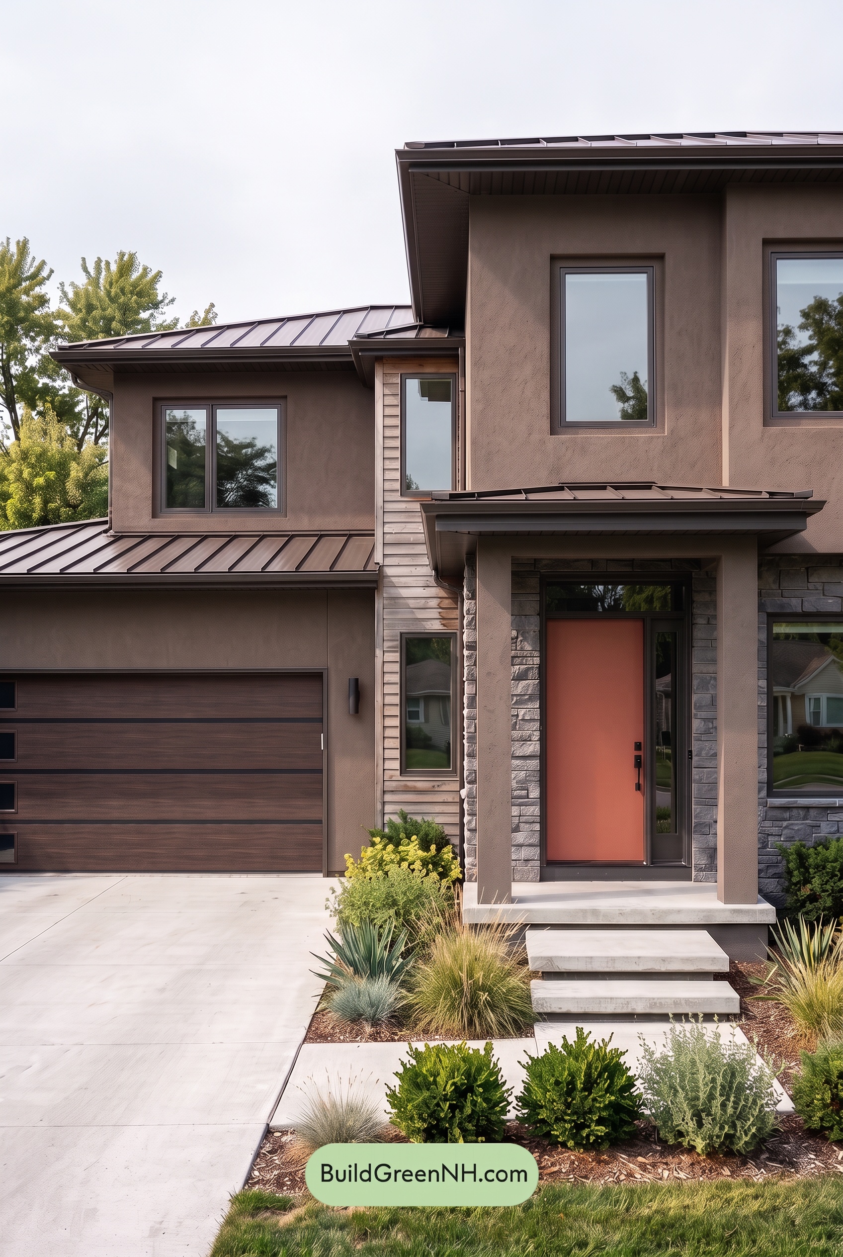Dark Stucco House Exterior Color Scheme: Mocha Nightfall - Overcast