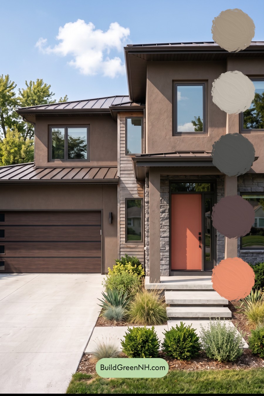 Dark Stucco House Exterior Color Scheme: Mocha Nightfall