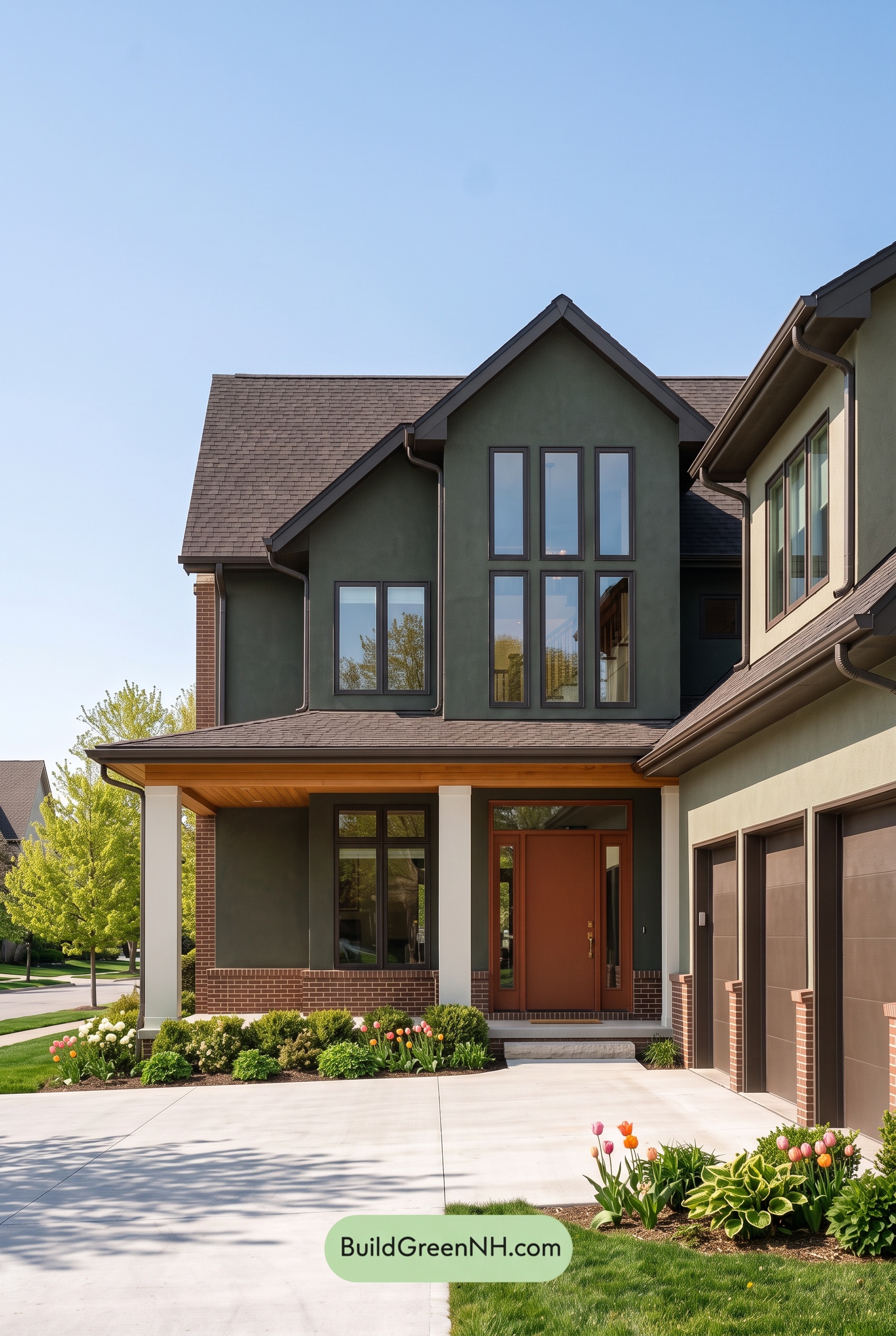Dark Stucco House Exterior Color Scheme: Mosslight Ember