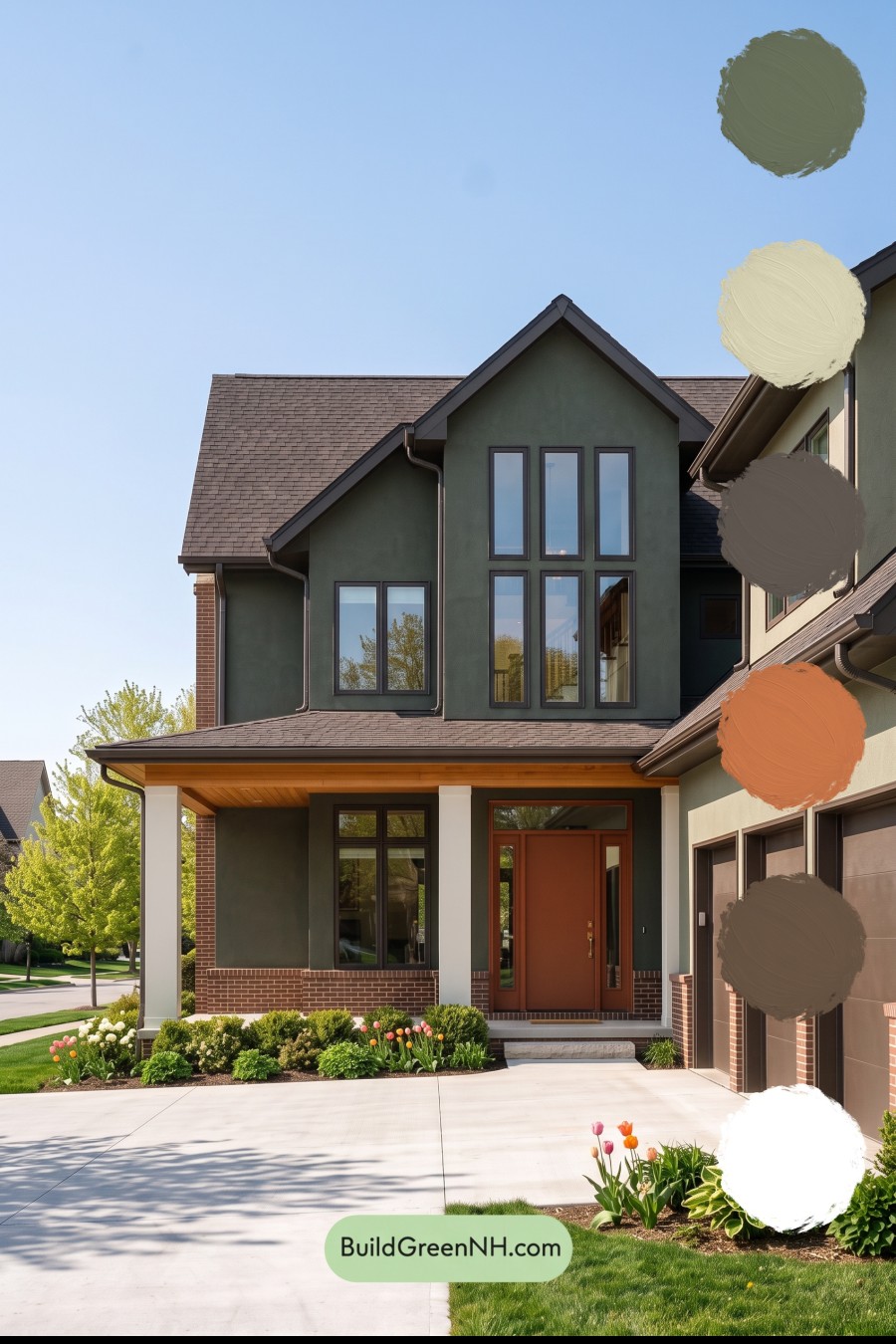 Dark Stucco House Exterior Color Scheme: Mosslight Ember
