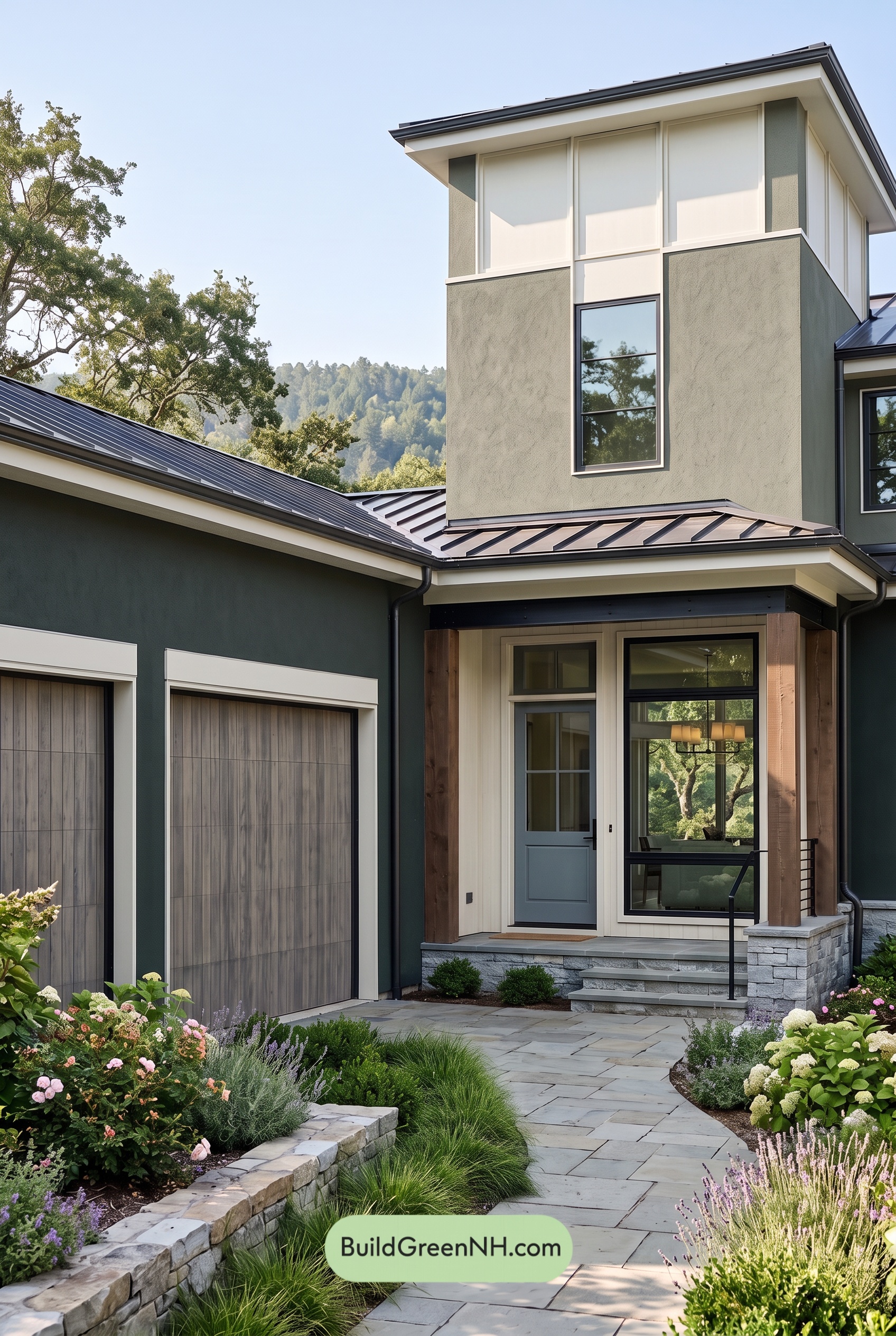 Dark Stucco House Exterior Color Scheme: Pine Gilded Threshold