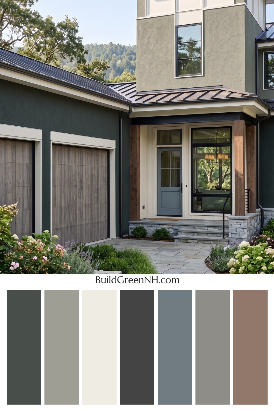 Dark Stucco House Exterior Color Scheme: Pine Gilded Threshold