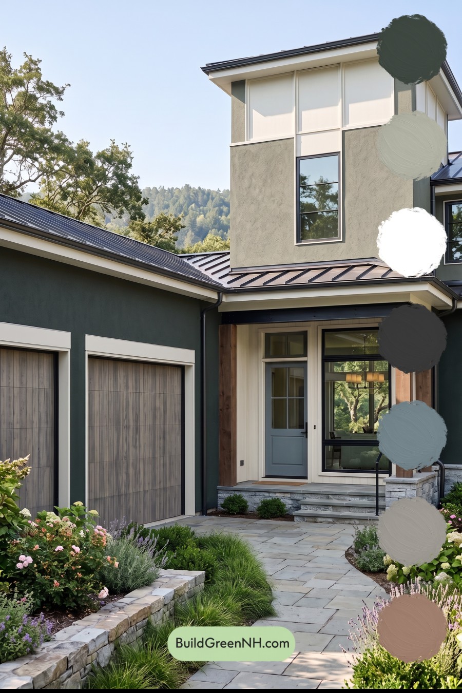 Dark Stucco House Exterior Color Scheme: Pine Gilded Threshold