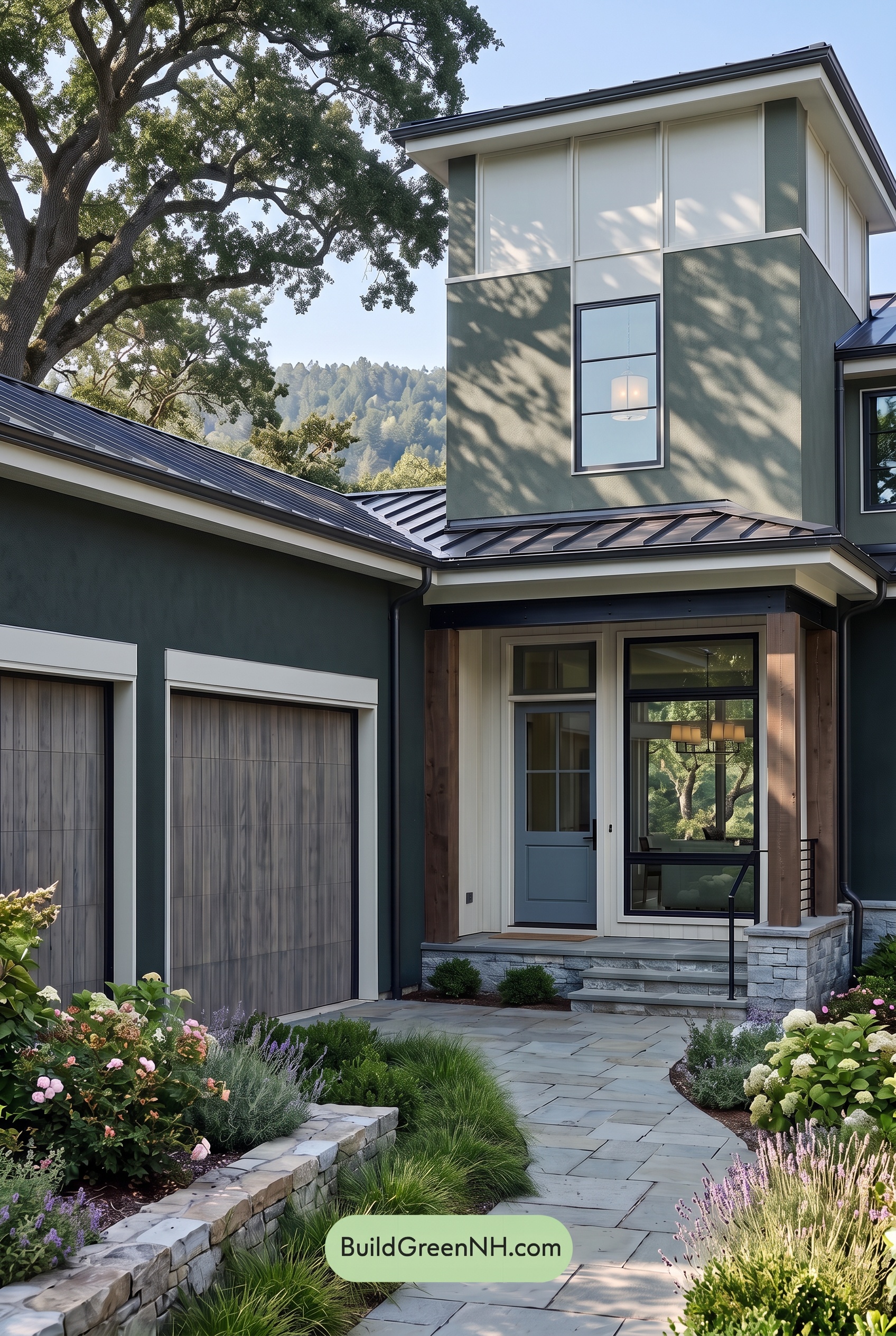 Dark Stucco House Exterior Color Scheme: Pine Gilded Threshold - Shade