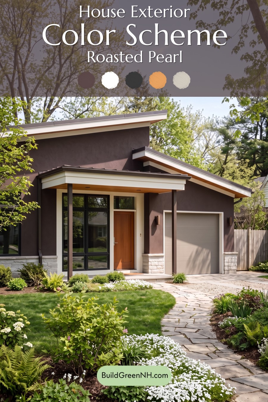 Dark Stucco House Exterior Color Scheme: Roasted Pearl