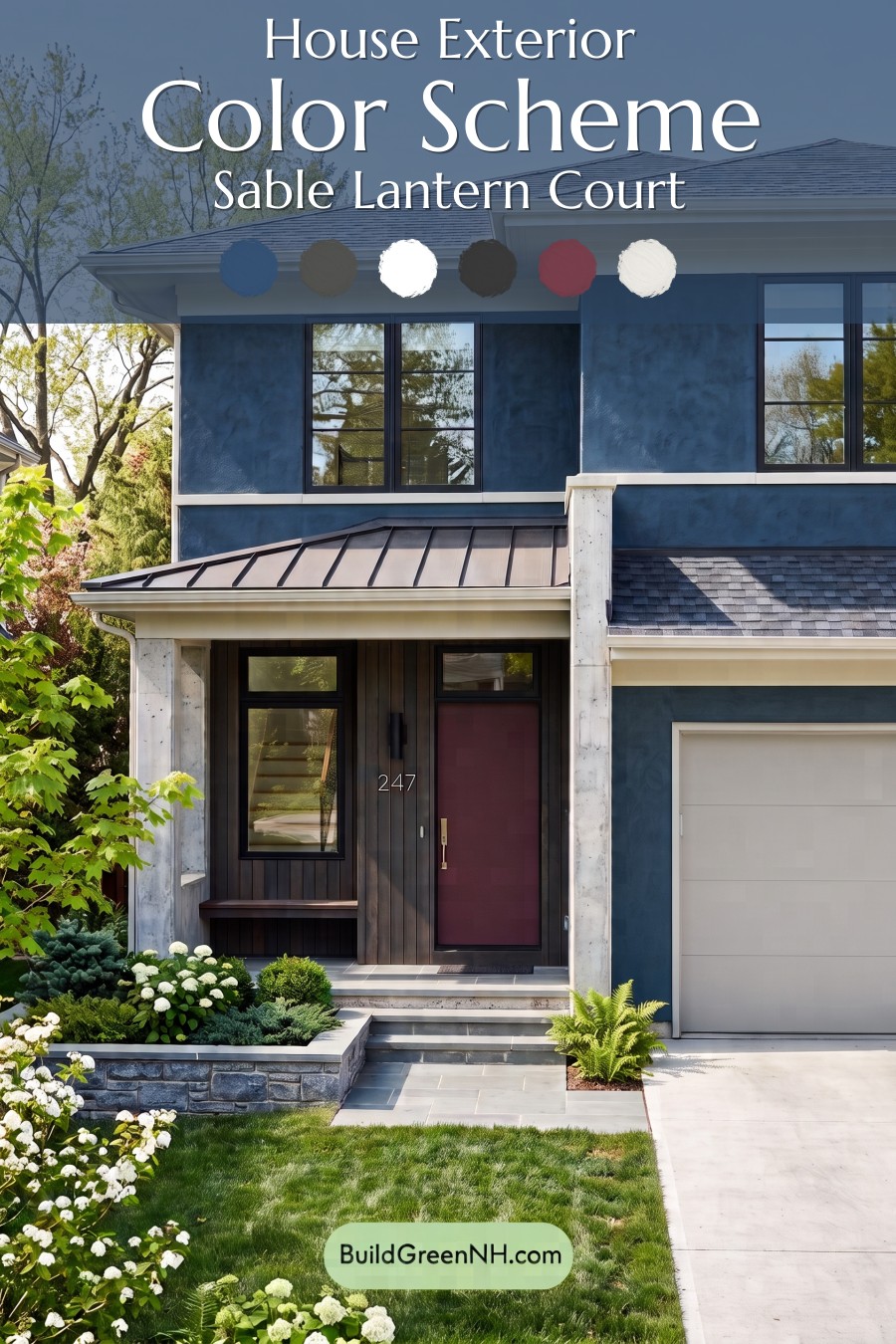 Dark Stucco House Exterior Color Scheme: Sable Lantern Court