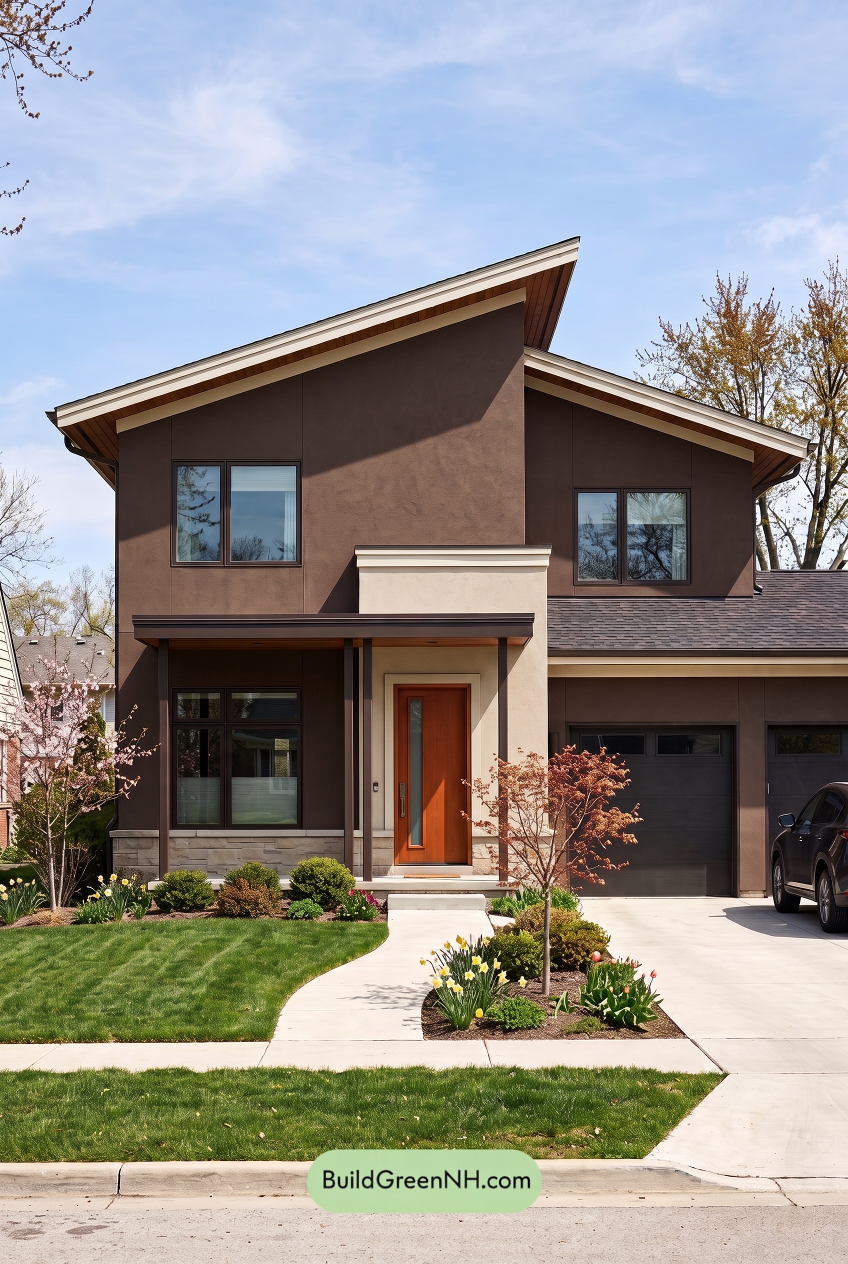 Dark Stucco House Exterior Color Scheme: Umber Solstice