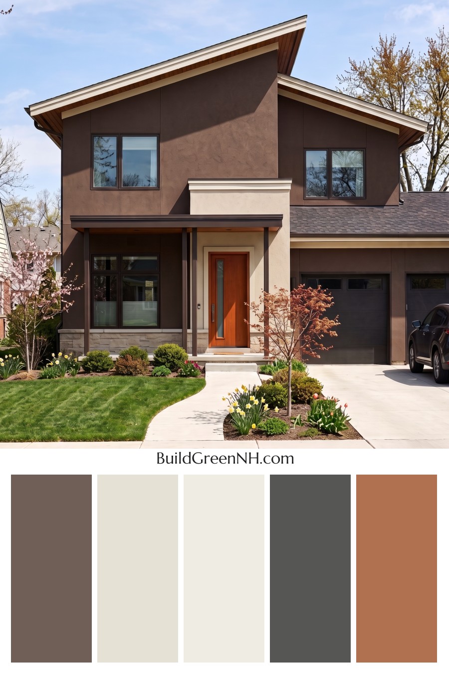 Dark Stucco House Exterior Color Scheme: Umber Solstice
