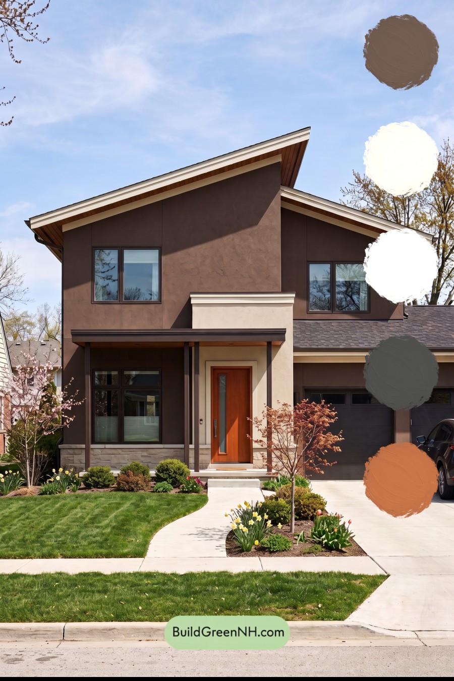Dark Stucco House Exterior Color Scheme: Umber Solstice