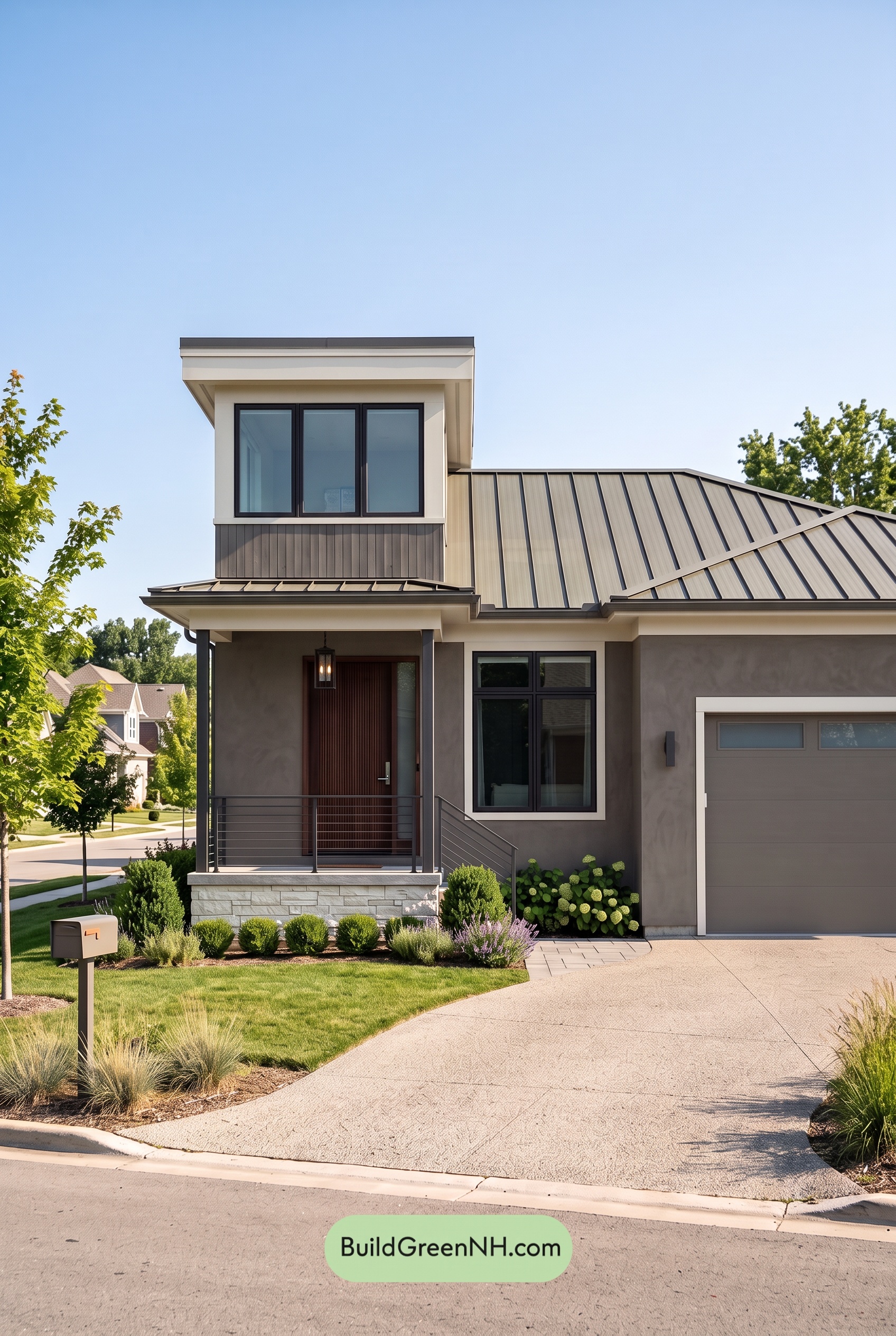 Dark Stucco House Exterior Color Scheme: Walnut Quietude