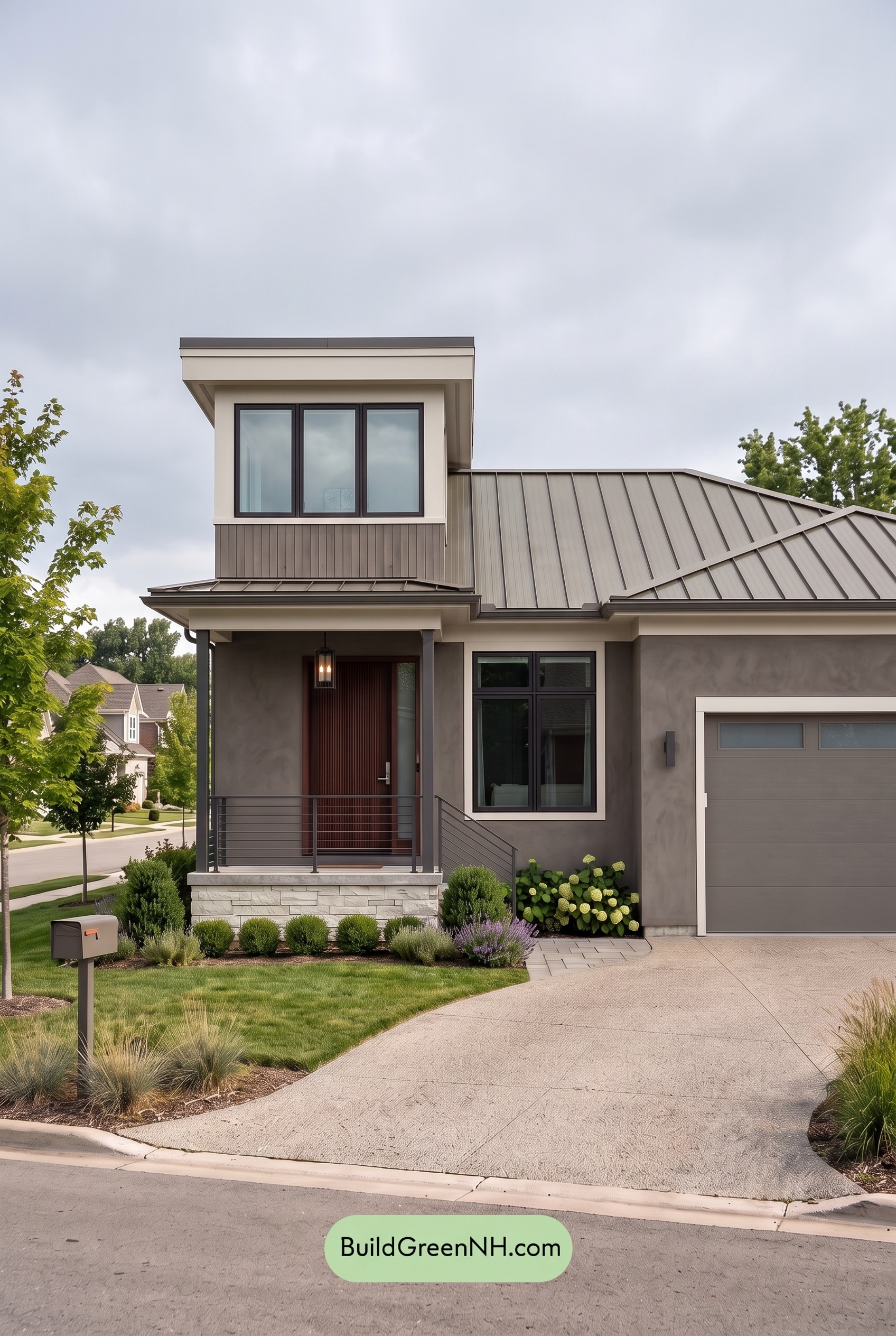 Dark Stucco House Exterior Color Scheme: Walnut Quietude - Overcast