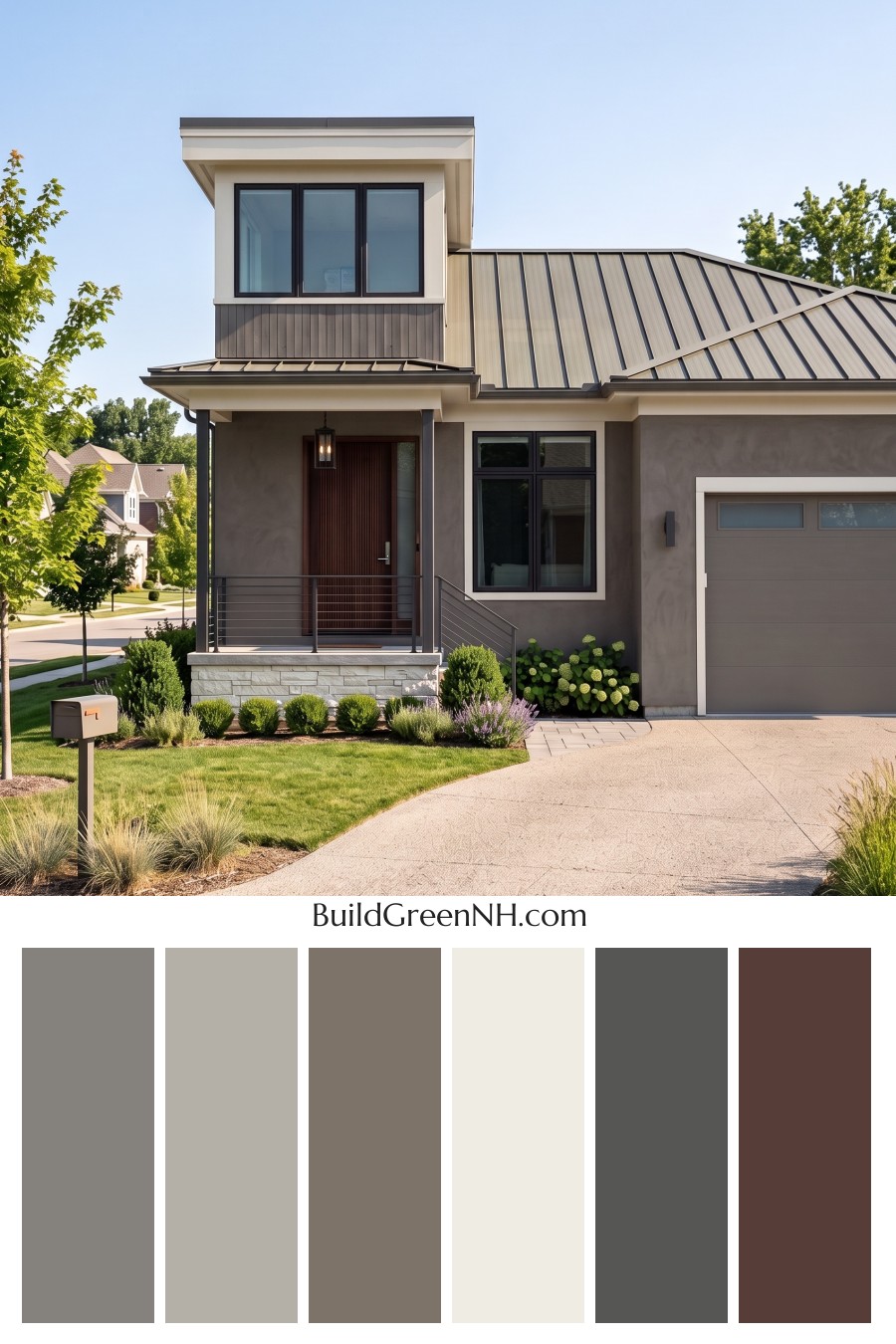 Dark Stucco House Exterior Color Scheme: Walnut Quietude