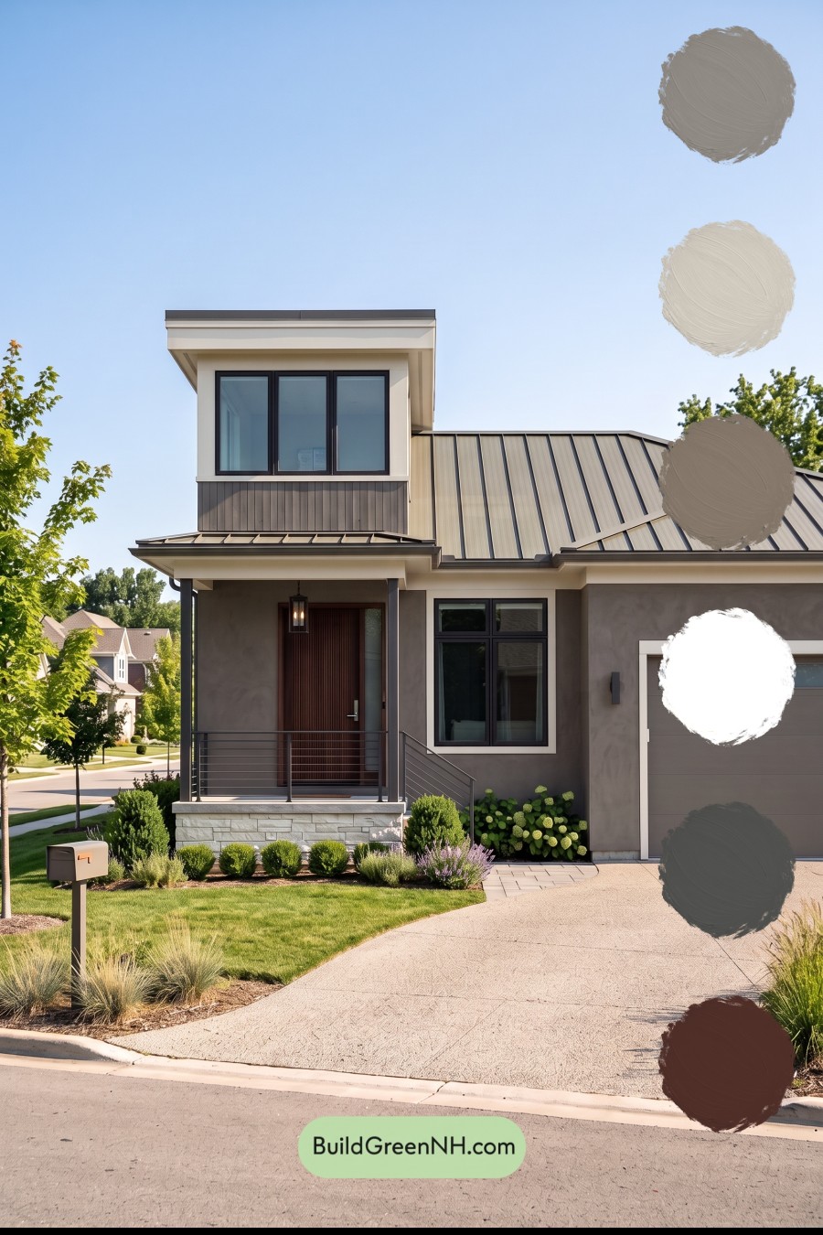 Dark Stucco House Exterior Color Scheme: Walnut Quietude